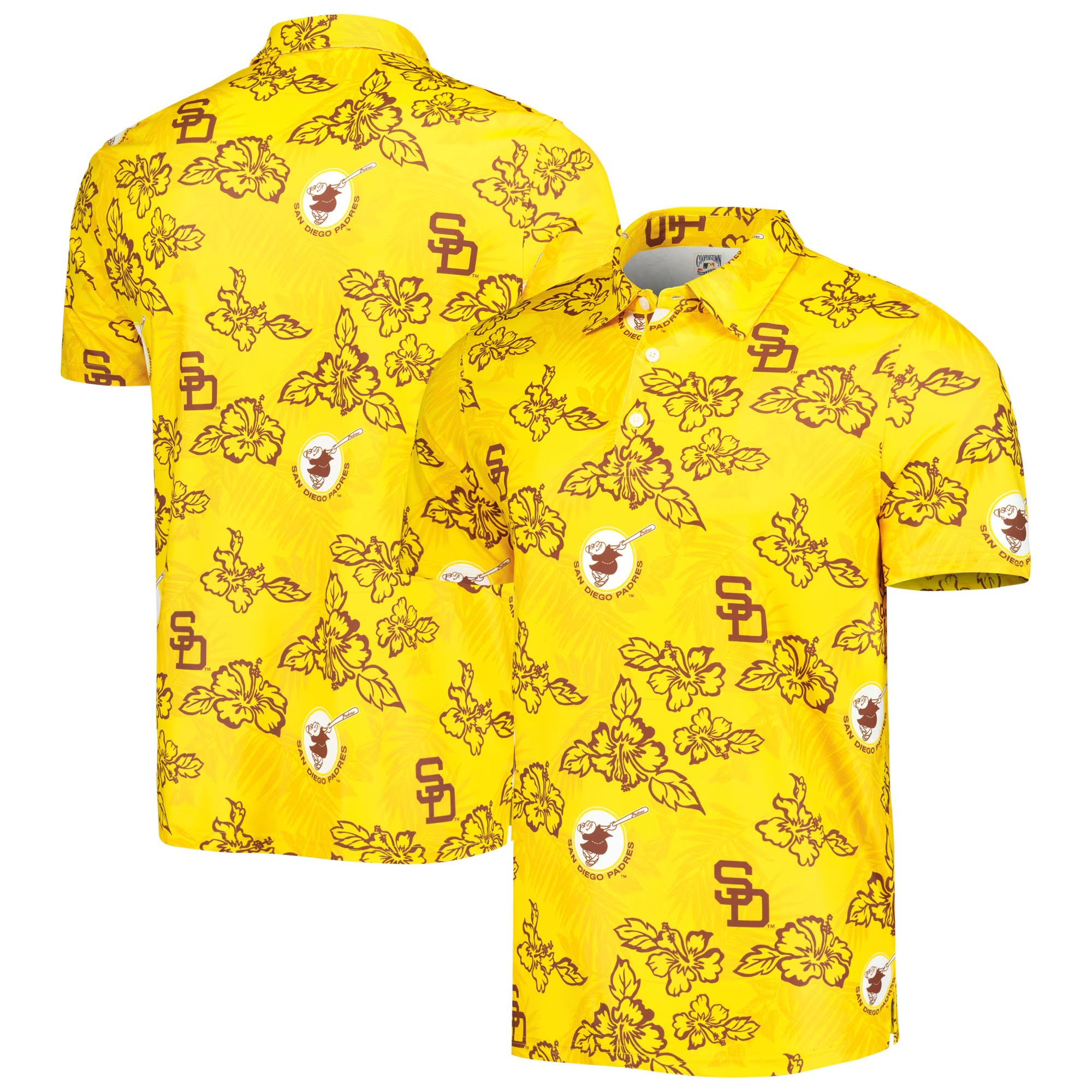 Gold San Diego Padres Polo Shirt MLB Aloha Shirt Useful Gifts For Dad For Baseball Fans-1