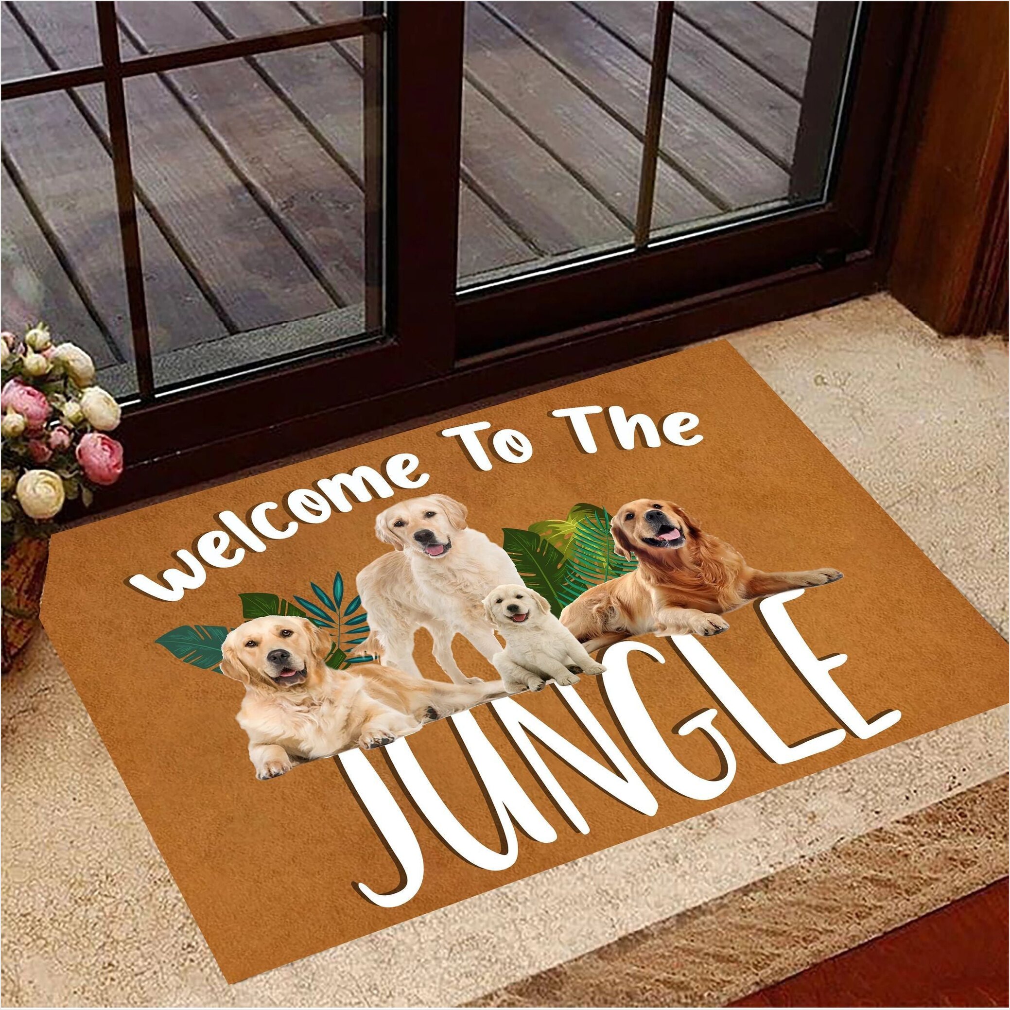 Golden Retriever Welcome To The Jungle Doormat Non-slip Mats Indoor Outdoor Funny Mat-1