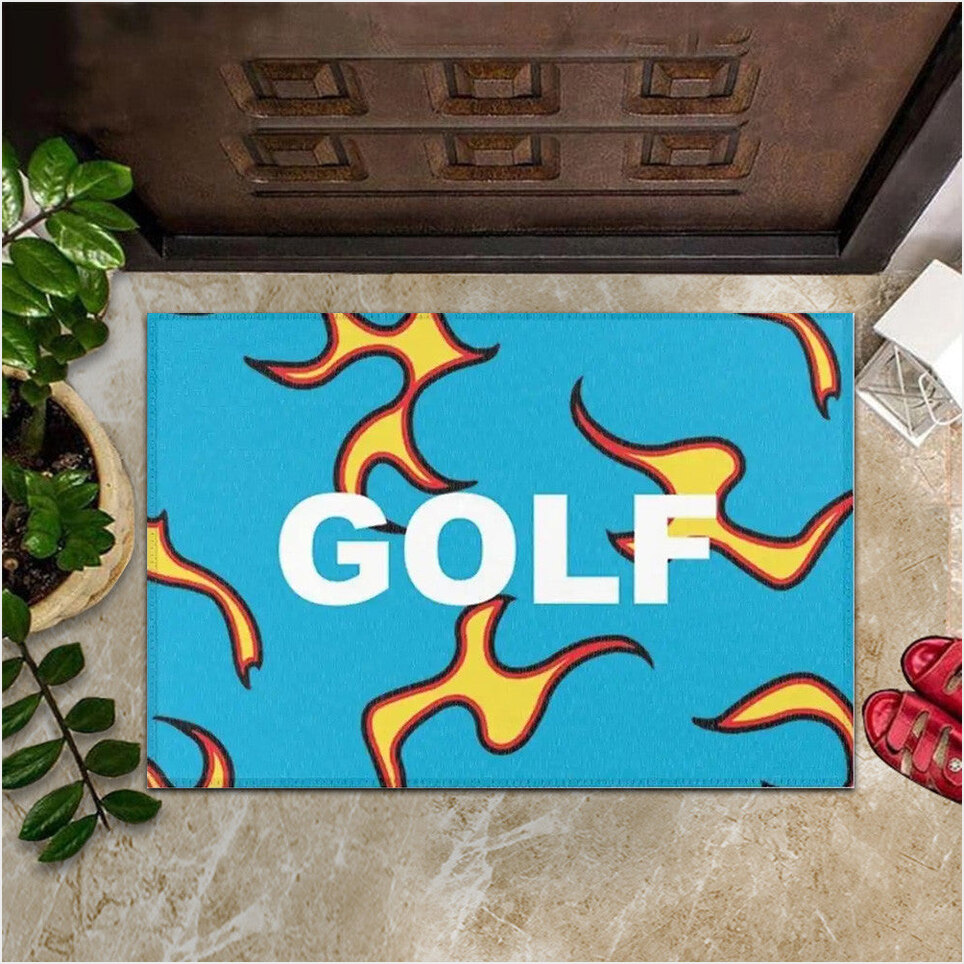 Golf Tyler The Creator Golf Wang Flames Doormat Gifts For Hip Hop Rapper Fan Gifts For Friends-1