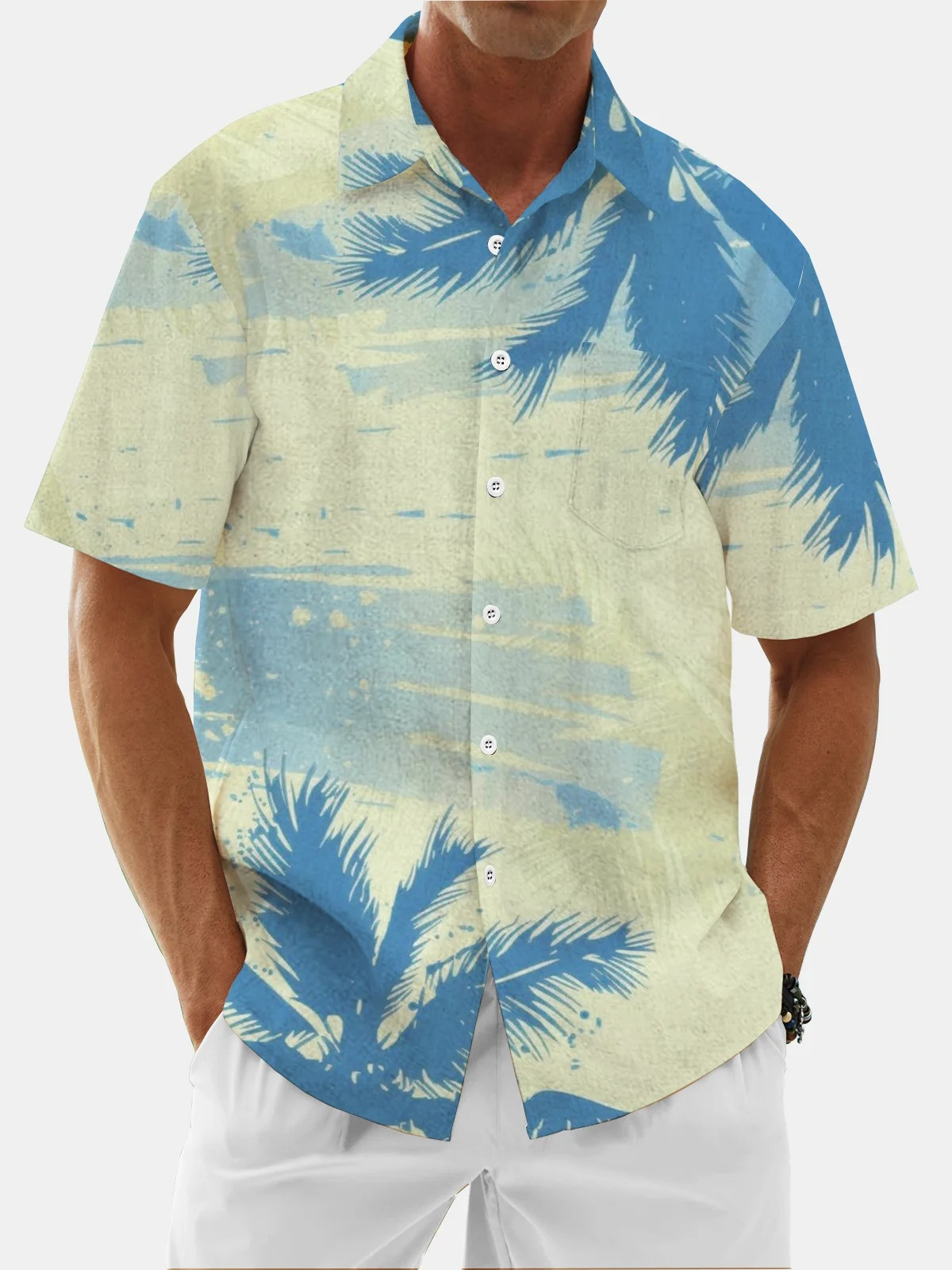 Gradient Coconut Chest Pocket Casual Shirt-1 Gradient Coconut Chest Pocket Casual Shirt-1