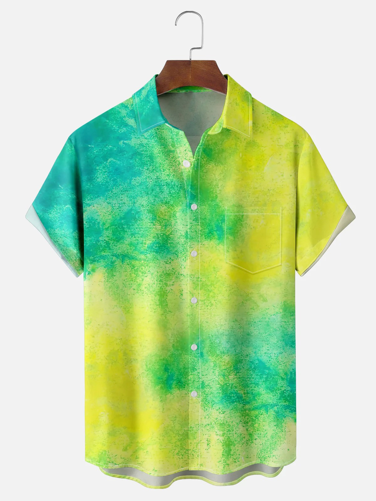 Gradient Color Chest Pocket Casual Shirt-1