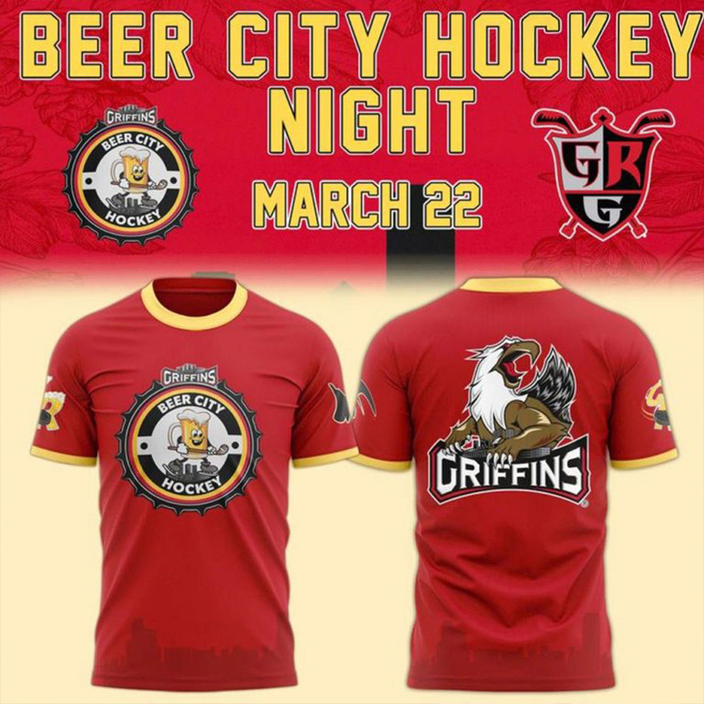 Grand Rapids Griffins x Beer City 2025 Hockey Night T-Shirt First Fathers Day Gift-1 Grand Rapids Griffins x Beer City 2025 Hockey Night T-Shirt First Fathers Day Gift-1