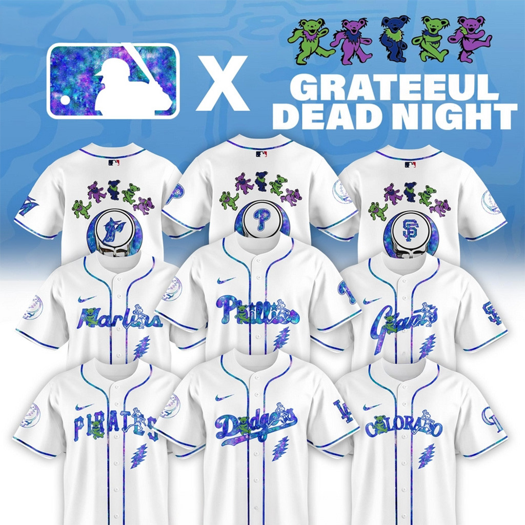 Grateful Dead Bear x MLB All Team Jersey MLB Merch Gifts For Fans-1
