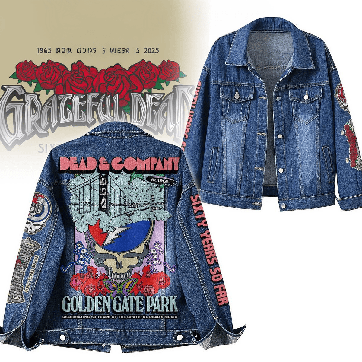 Grateful Dead Company Golden Gate Park Denim Jacket Fan Merch Gifts For Music Lovers-1