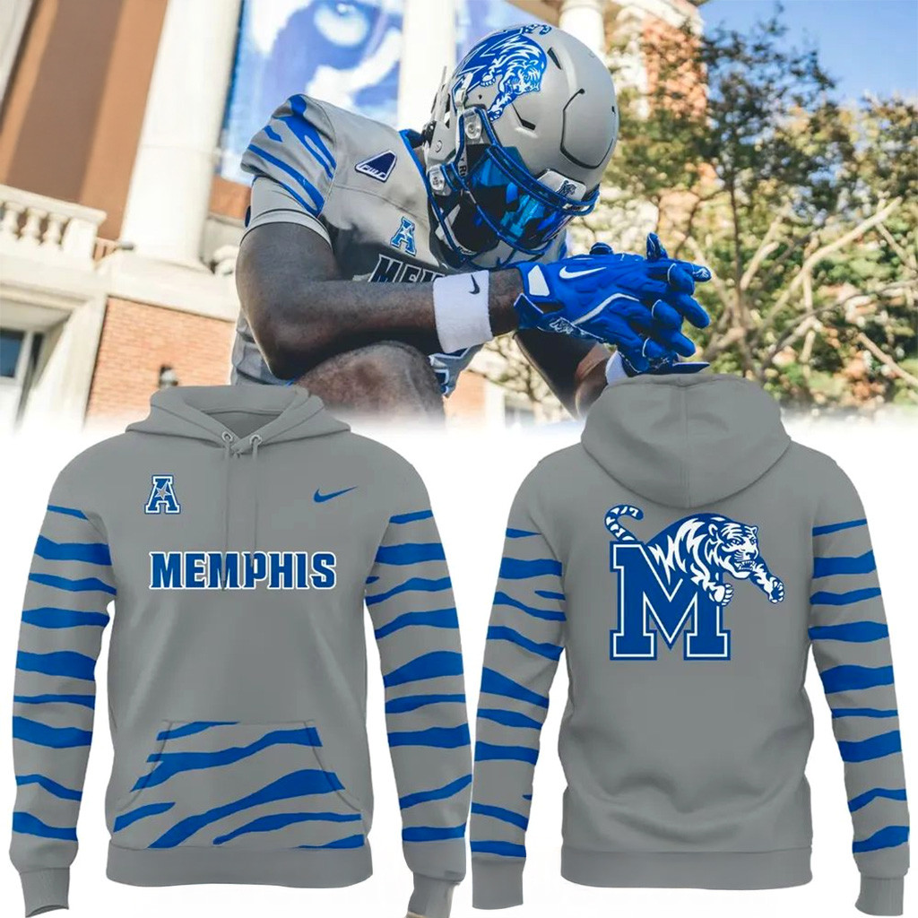 Gray Memphis Tigers Football Classic Gameday Hoodie Tigers Merch Gifts For Fans-1
