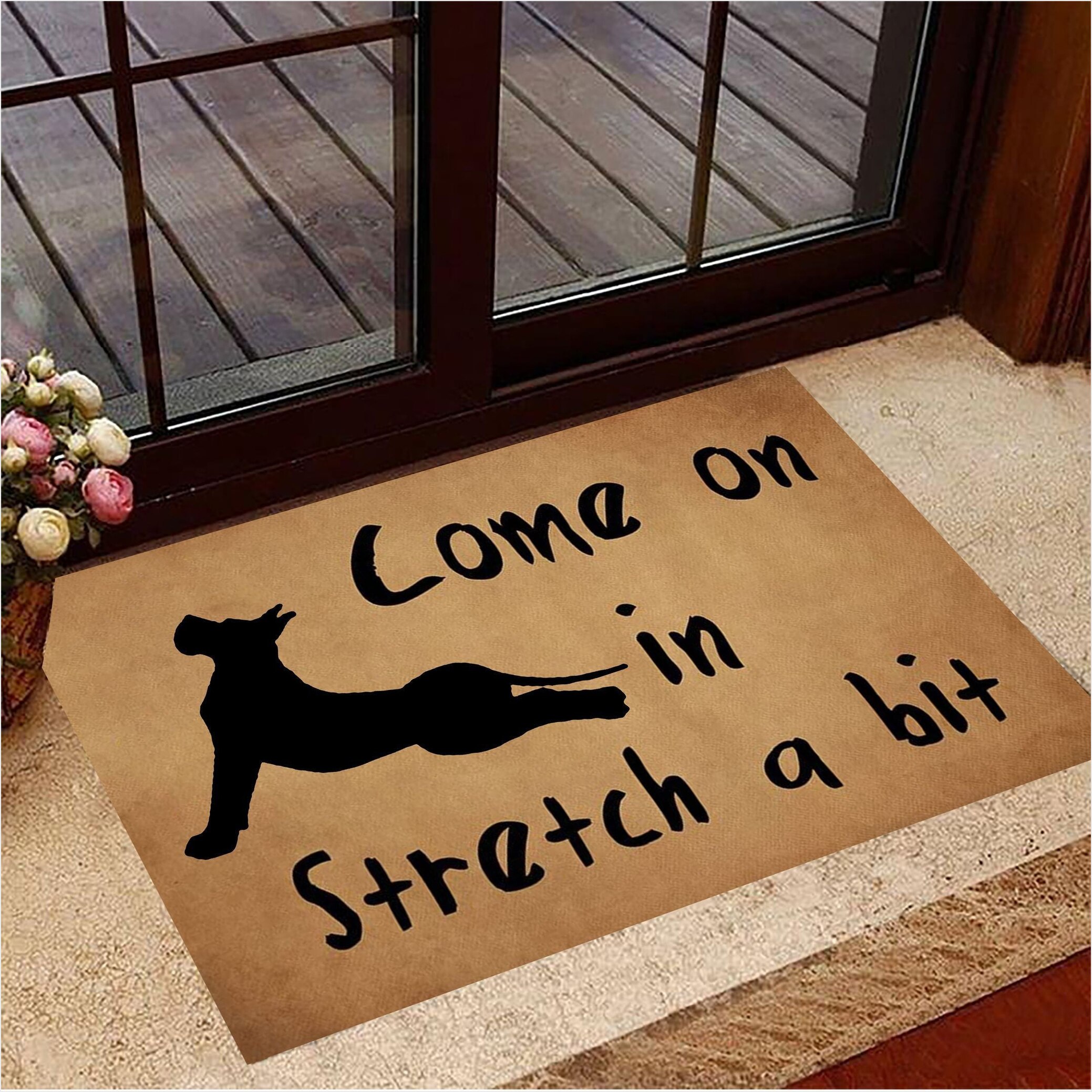 Great Dane Come On In Stretch A Bit Yoga Doormat Indoor Door Mats Non-Slip Gifts For Dog Owners-1
