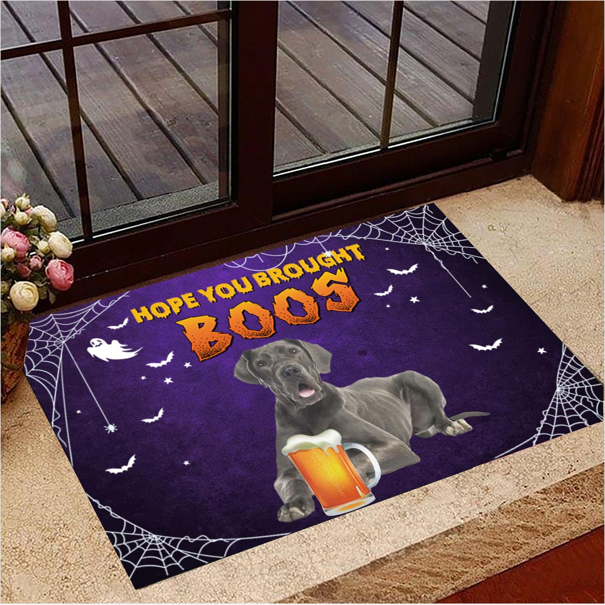 Great Dane Hope You Brought Boos Doormat Halloween Welcome Mat Best Halloween Decorations-1