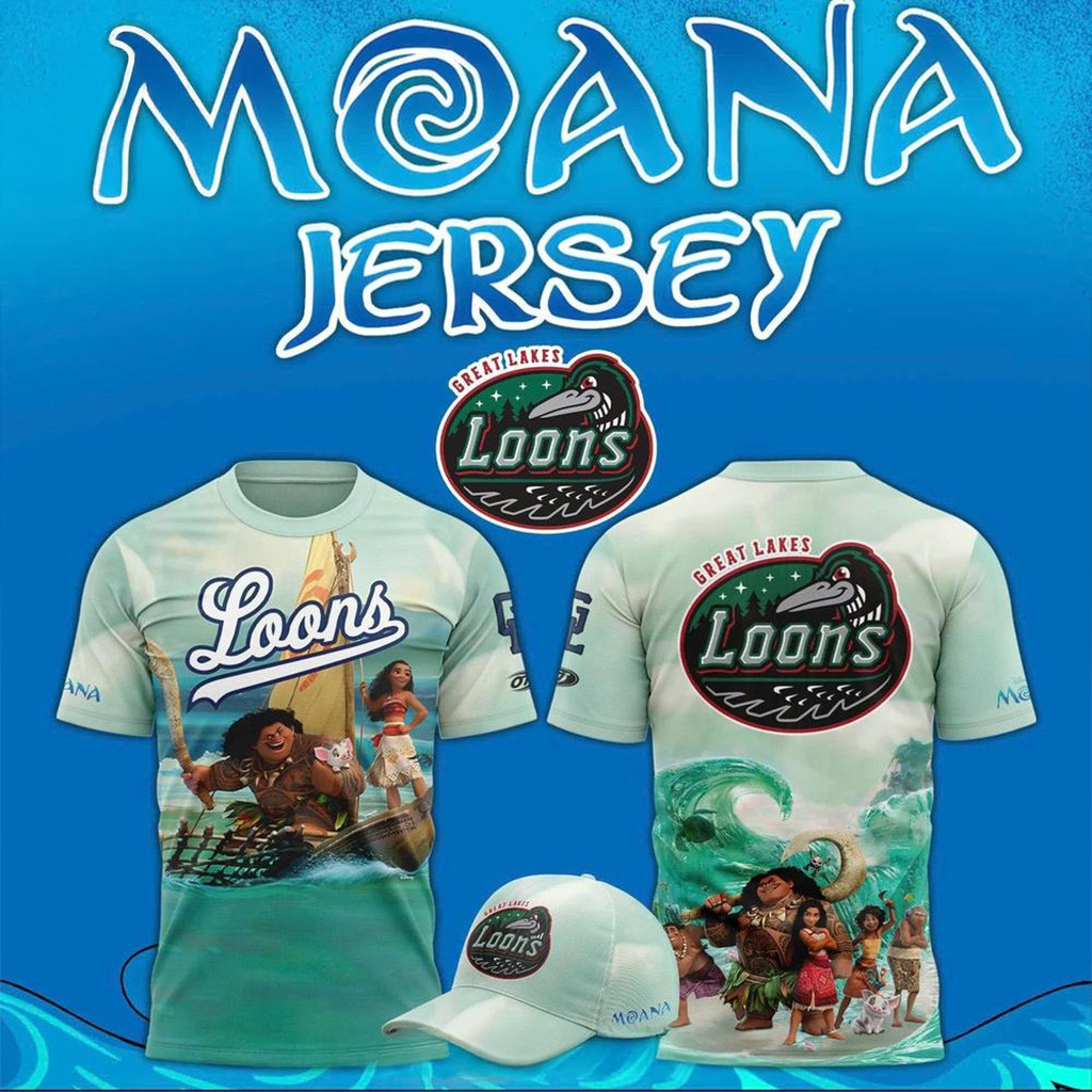 Great Lakes Loons x Moana T-Shirt Loons Merch Best Gifts For Baseball Fans-1
