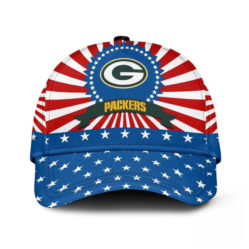 Green Bay Packers American Flag Pattern Independence Day Hat Packers Merch Football Fan Gifts-1