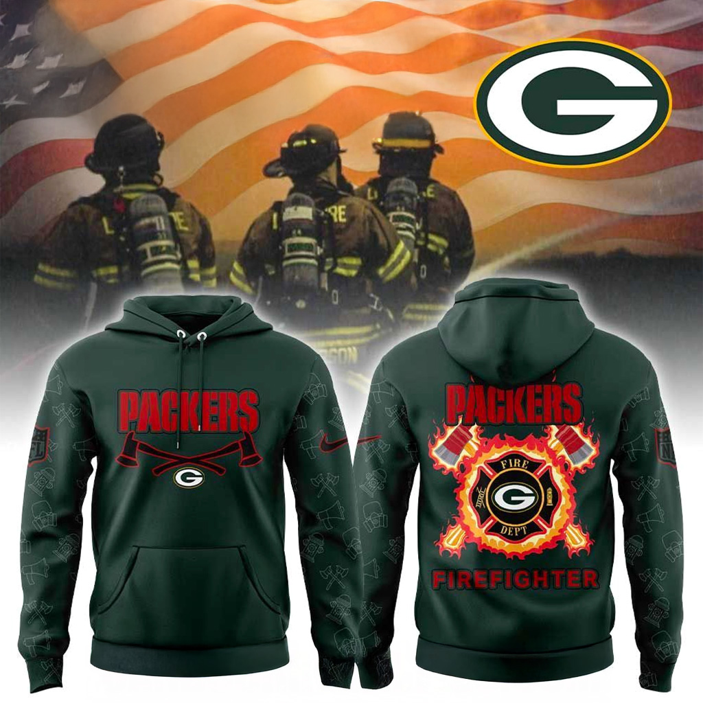 Green Bay Packers Firefighter Appreciation Hoodie Packers Merch Xmas Presents For Him-1