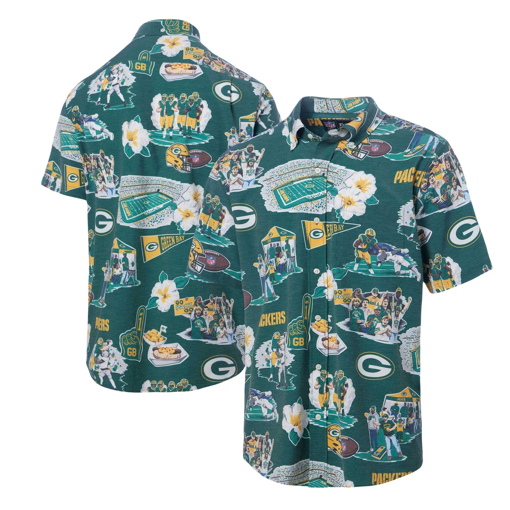 Green Bay Packers Hawaiian Shirt NFL Aloha Shirt Father's Day Gifts For Football Fan-1