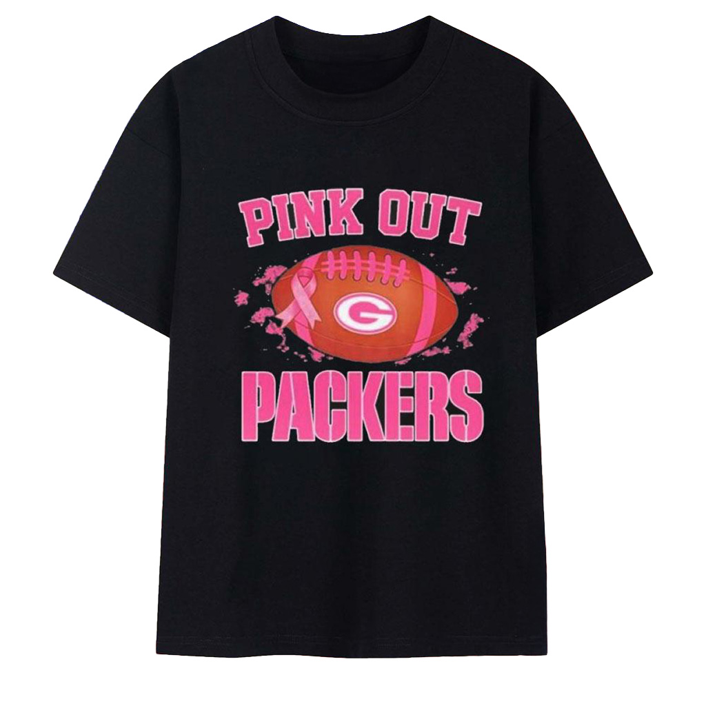 Green Bay Packers Pink Out Logo 2025 T-Shirt Green Bay Packers Merch Gifts For Sister-1