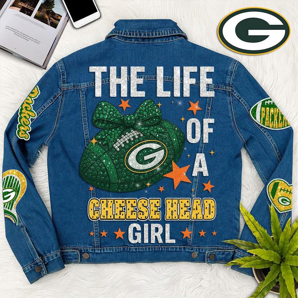 Green Bay Packers The Life Of A Cheese Head Girl Denim Jacket Green Bay Packers Merch-1