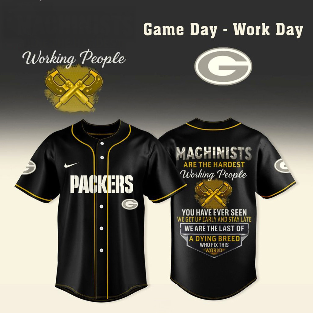 Green Bay Packers X Machinists Are The Hardest Working People Jersey Packers Merch Husband Gifts-1