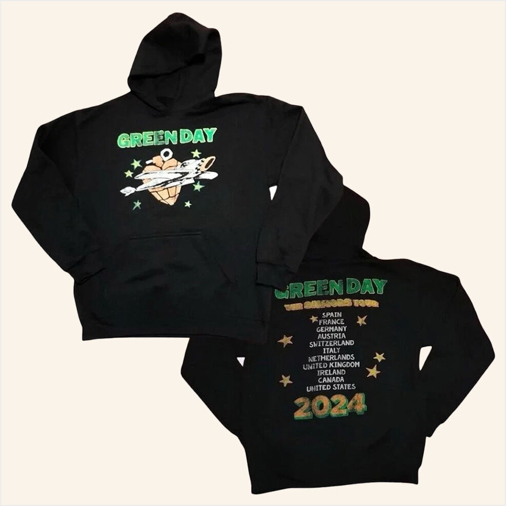 Green Day SAVIORS Tour Merch 2024 Grenade Black Hoodie Gifts For Him Birthday Gifts For Besties-1