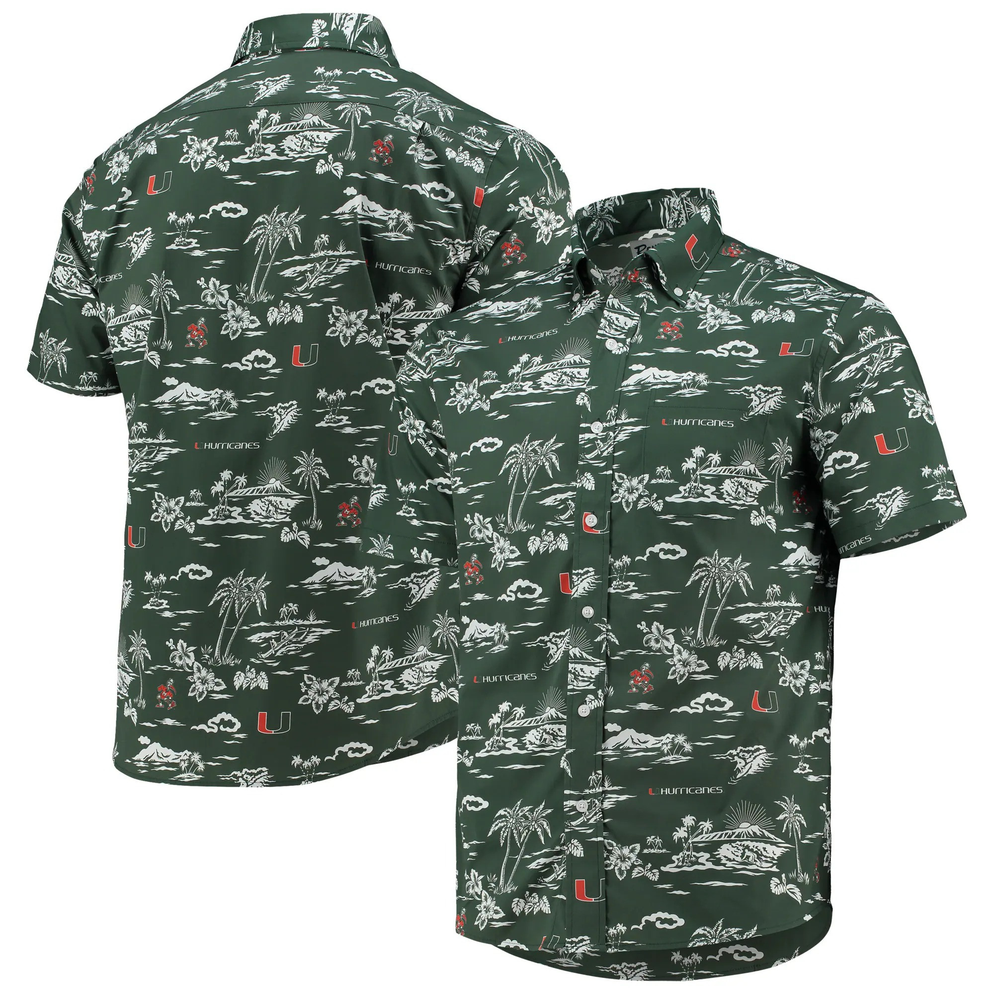 Green Miami Hurricanes Hawaiian Shirt NCAA Aloha Shirt Best Father's Day Gifts-1