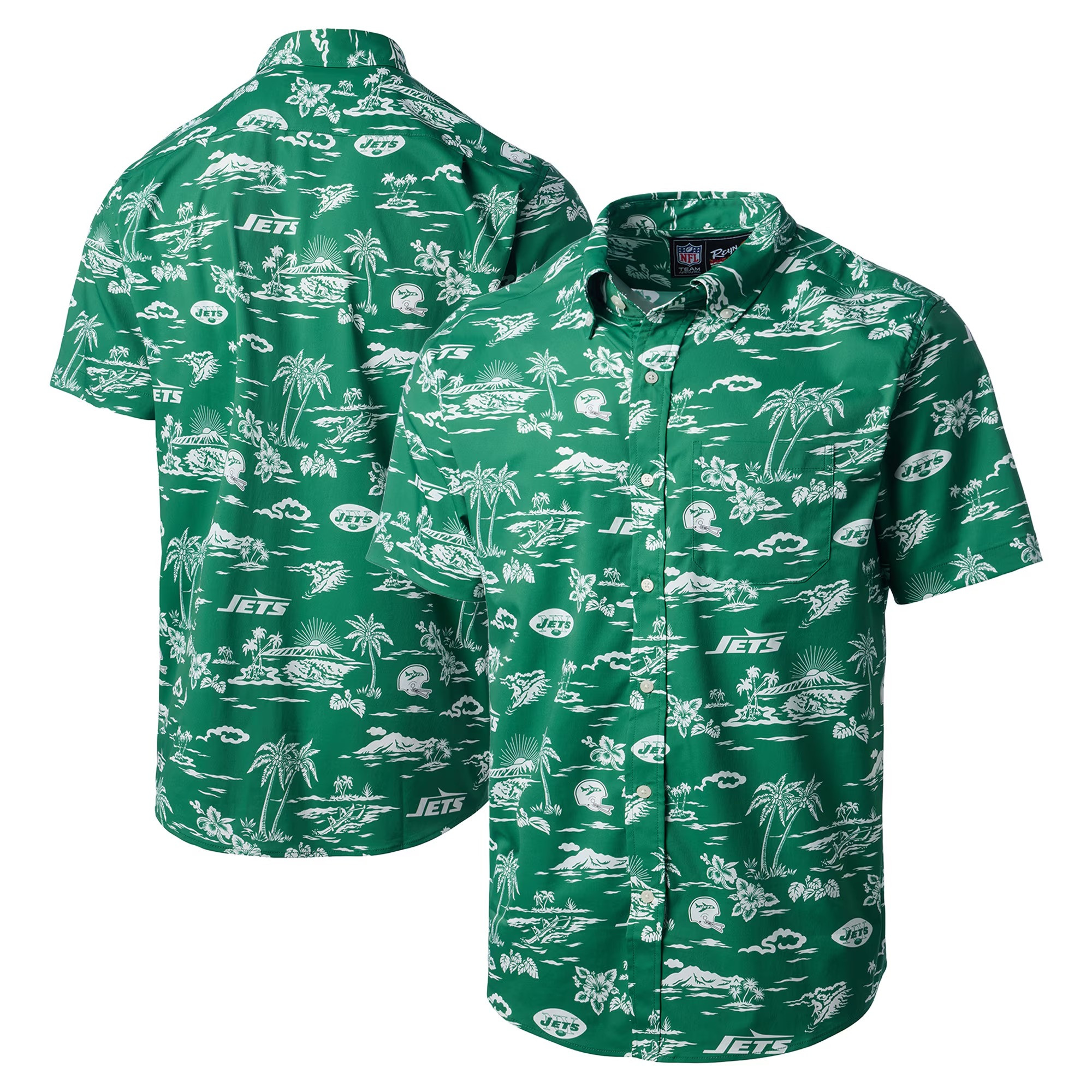 Green New York Jets Hawaiian Shirt NFL Aloha Shirt Unique Father's Day Gifts-1