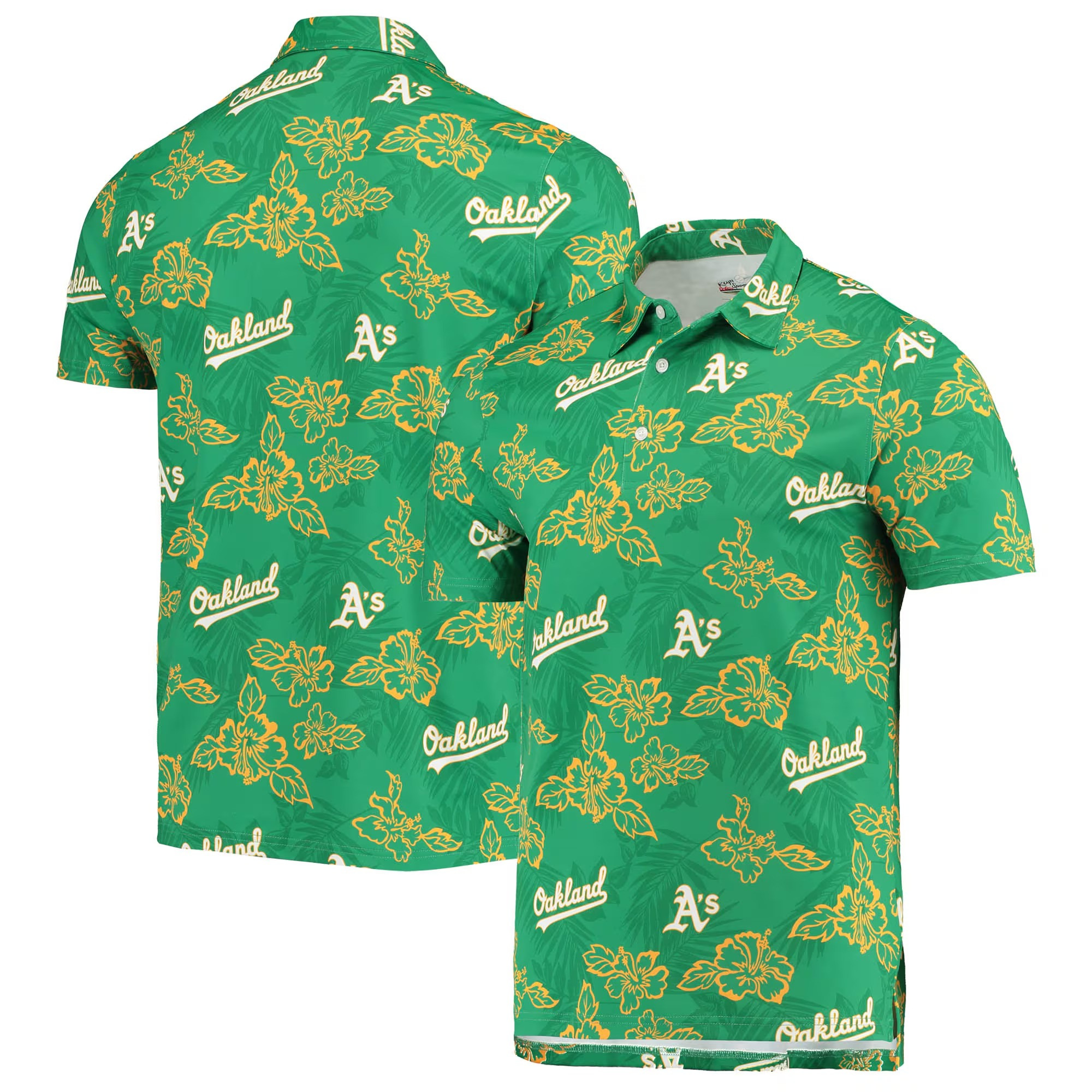 Green Oakland Athletics Polo Shirt MLB Aloha Shirt Simple Father's Day Gift Ideas-1