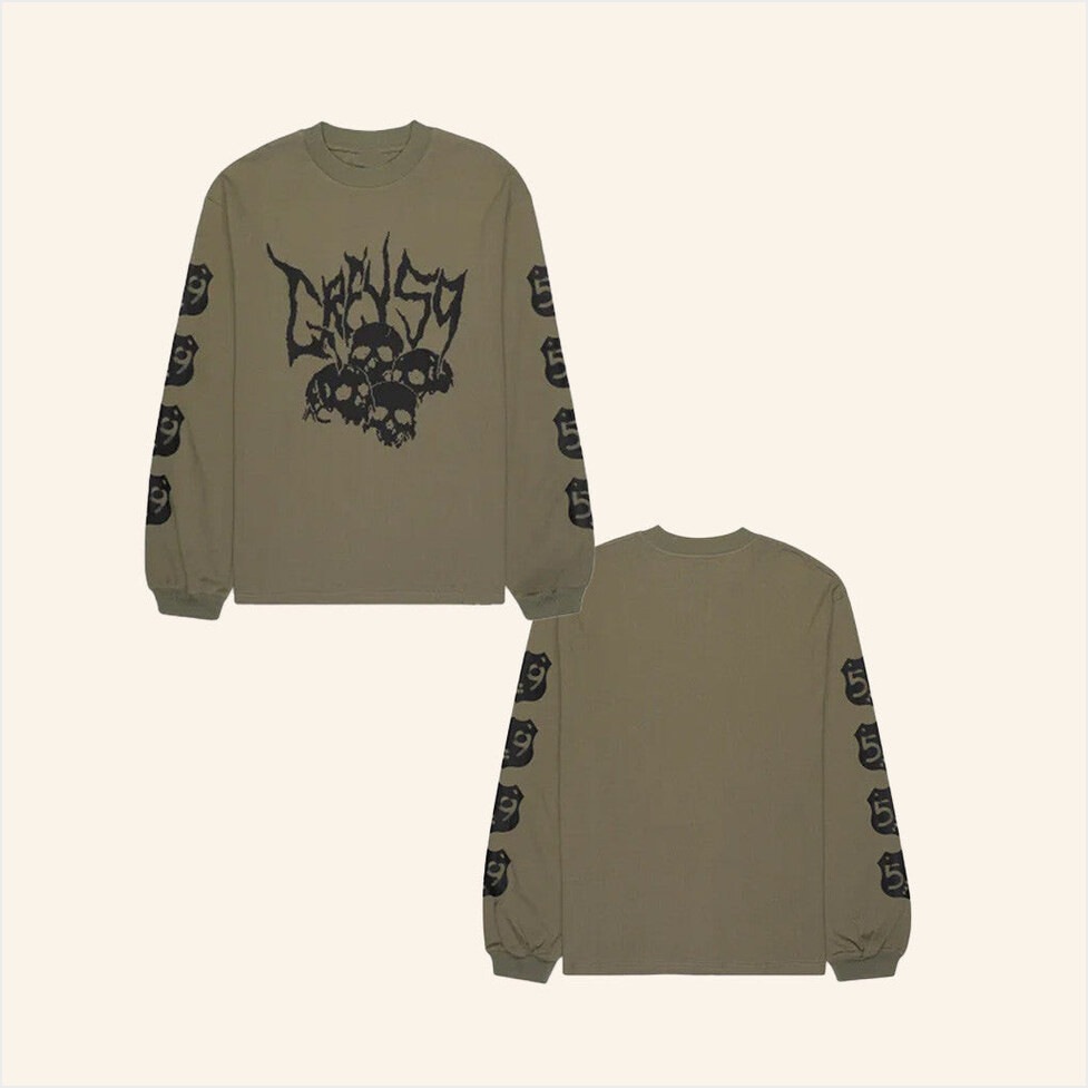 Grey59 Merch G59 Merch Army Green Skull Long Sleeve Shirt Him Gifts Birthday Gifts For Besties-1