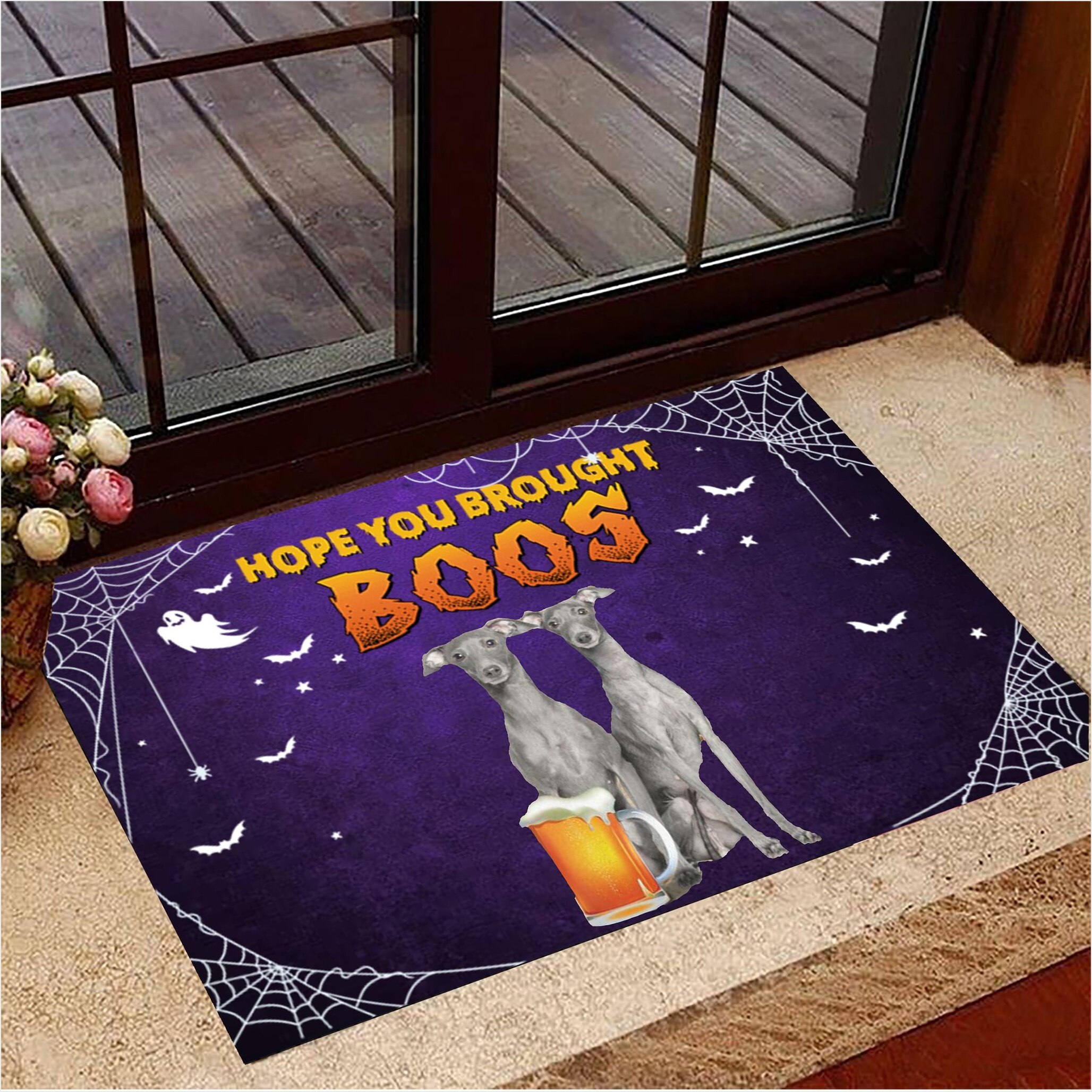 Greyhound Hope You Brought Boos Doormat Dog Welcome Mat Halloween Decor Gifts For Best Friend-1