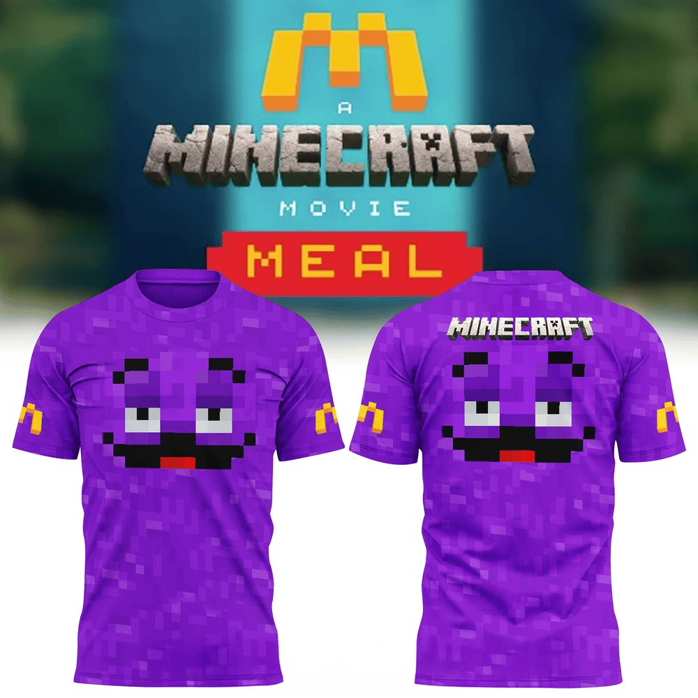 Grimace Minecraft x McDonald's T-Shirt Grimace Minecraft Merch Dad Fathers Day Gifts-1