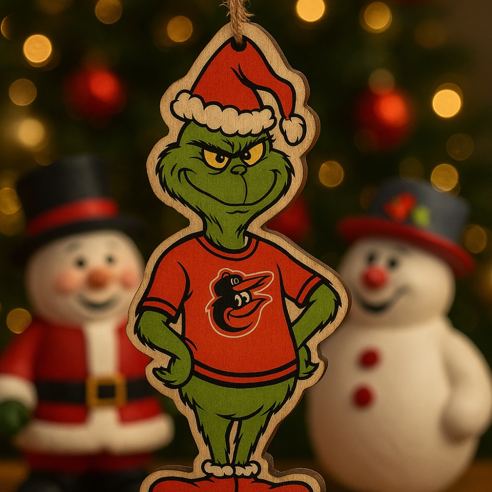 Grinch Baltimore Orioles Christmas Ornament Unique Wooden Holiday Decor-1