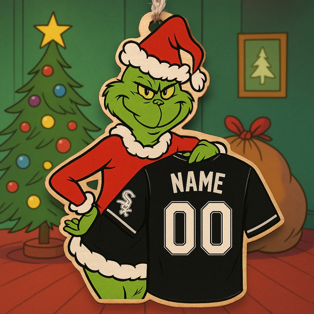 Grinch Chicago White Sox Christmas Ornament Custom Name Number-1