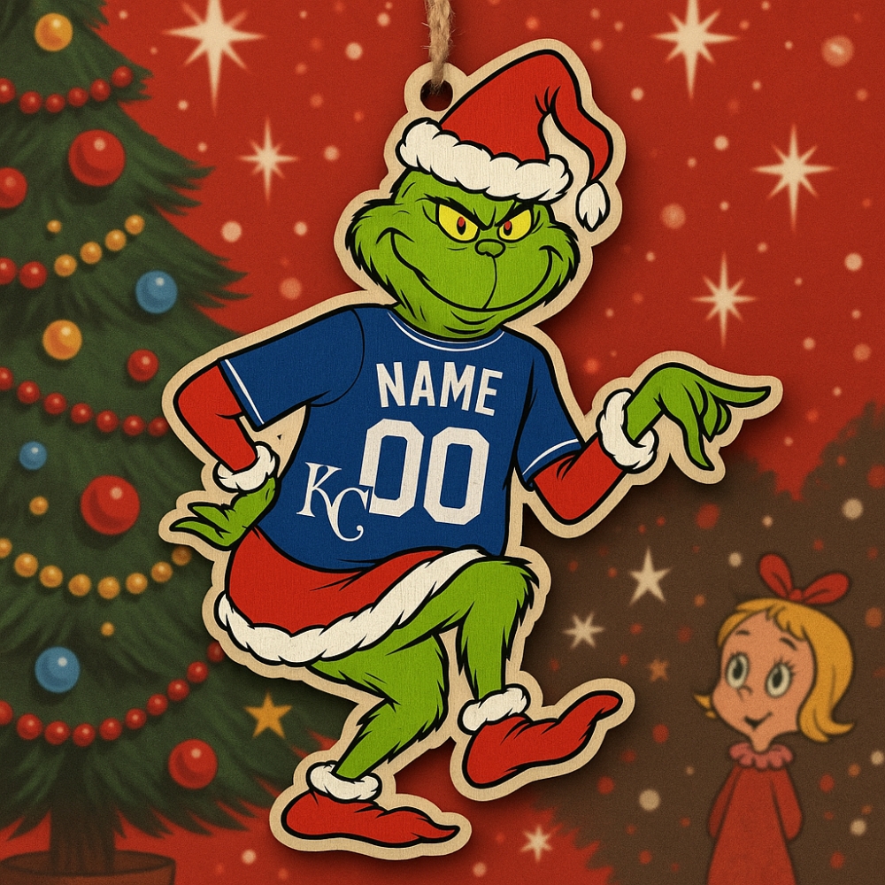 Grinch Kansas City Royals Christmas Wooden Ornament 2025-1