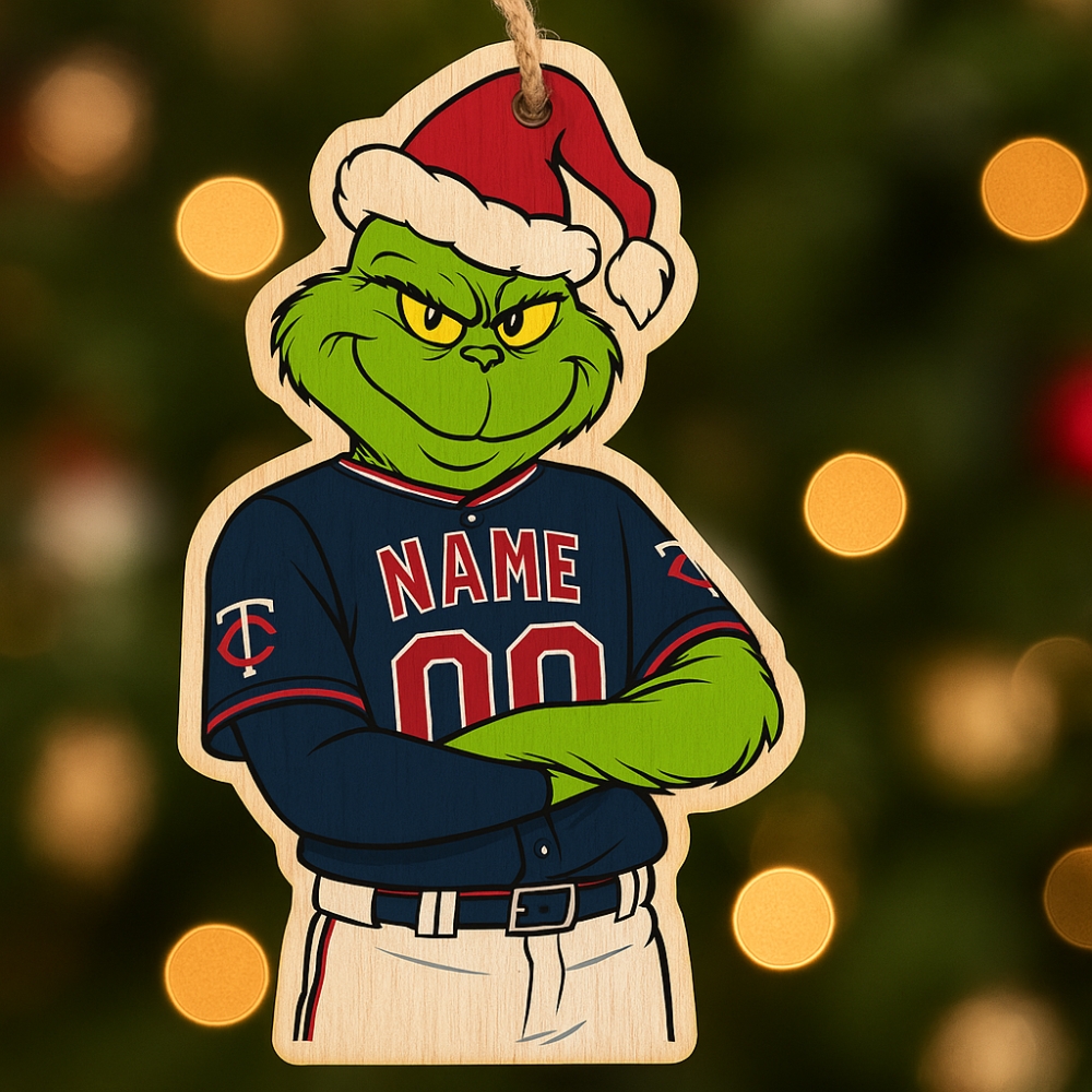 Grinch Minnesota Twins Christmas 2025 Wooden Ornament-1