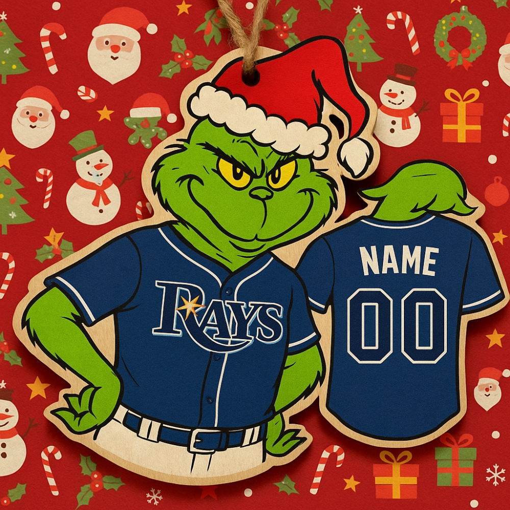 Grinch Tampa Bay Rays Christmas Ornament Wooden Mlb Fan Decor-1