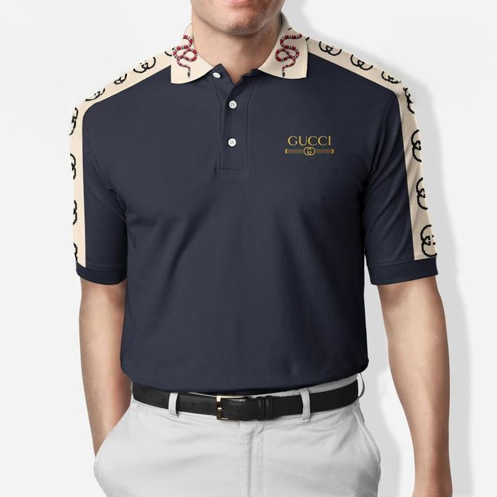Gucci Dark Blue Logo Polo Shirt Father's Day Presents For Dad Ideas 2025-1