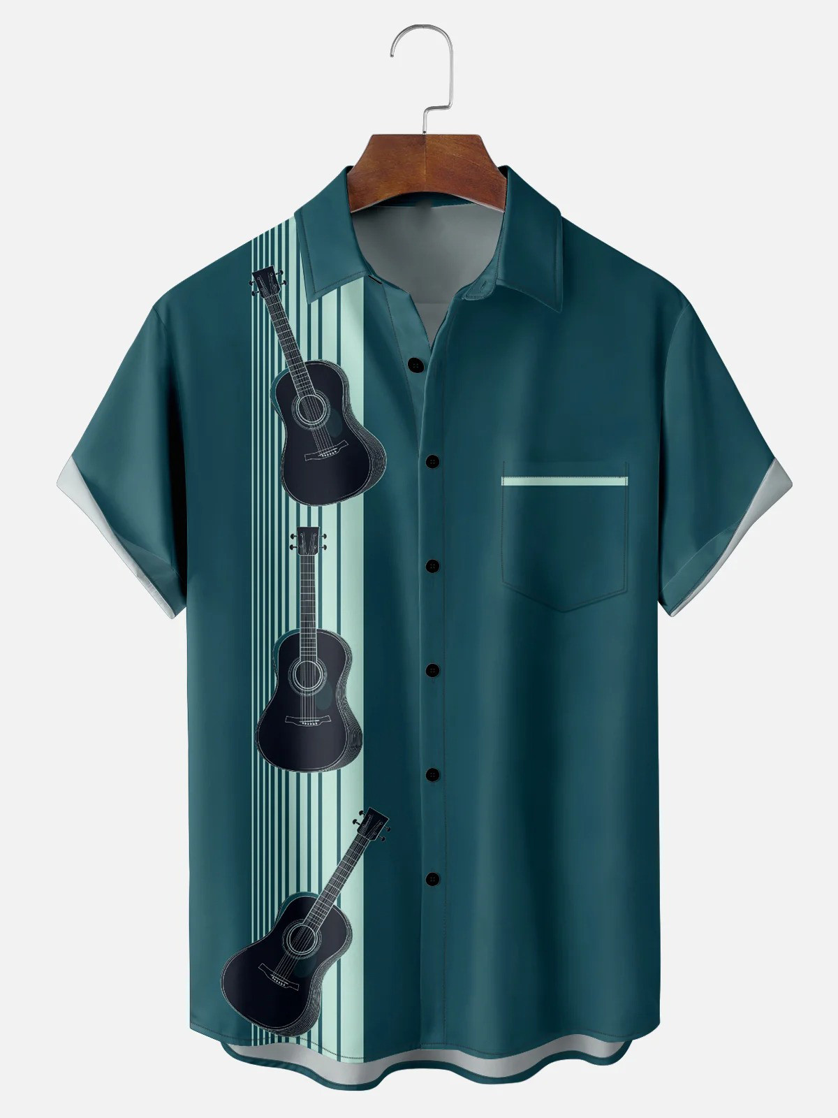 Guitar Chest Pocket Bowling Shirt-1