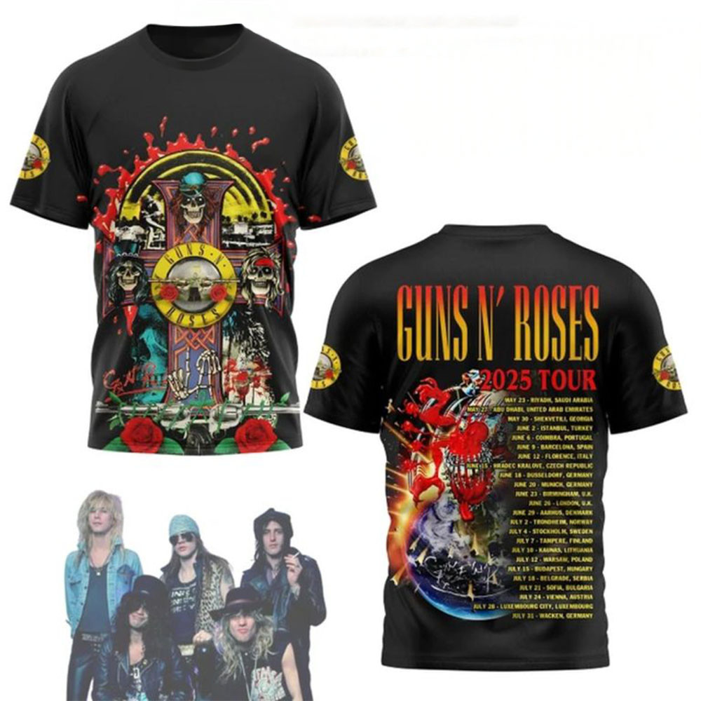 Gun N Roses 2025 Tour The Schedule For Fan T-Shirt Rock Band Gifts For Fans-1