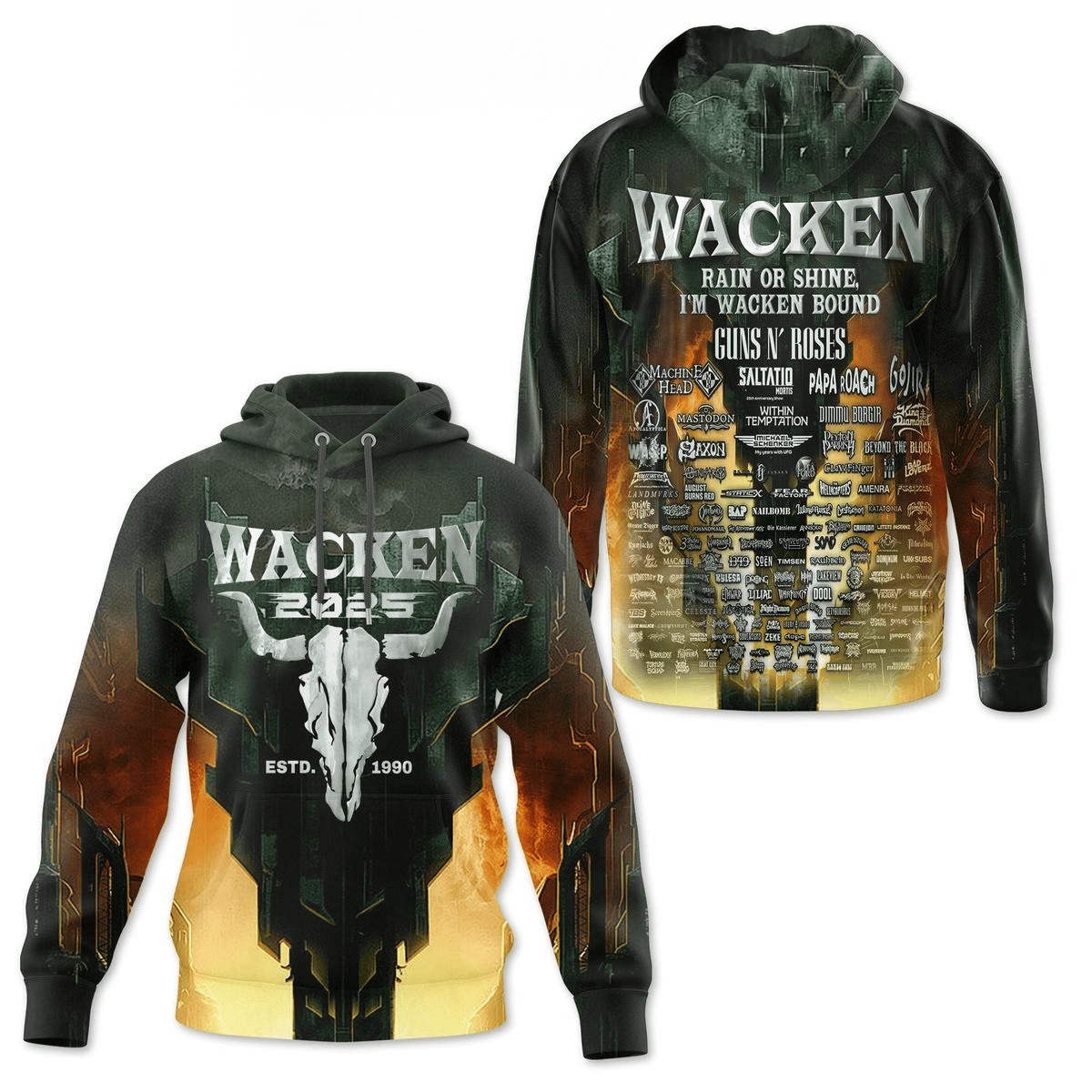 Guns N Roses Wacken Rain Or Shine Im Wacken Bound Hoodie Fan Merch Gifts For Dad-1