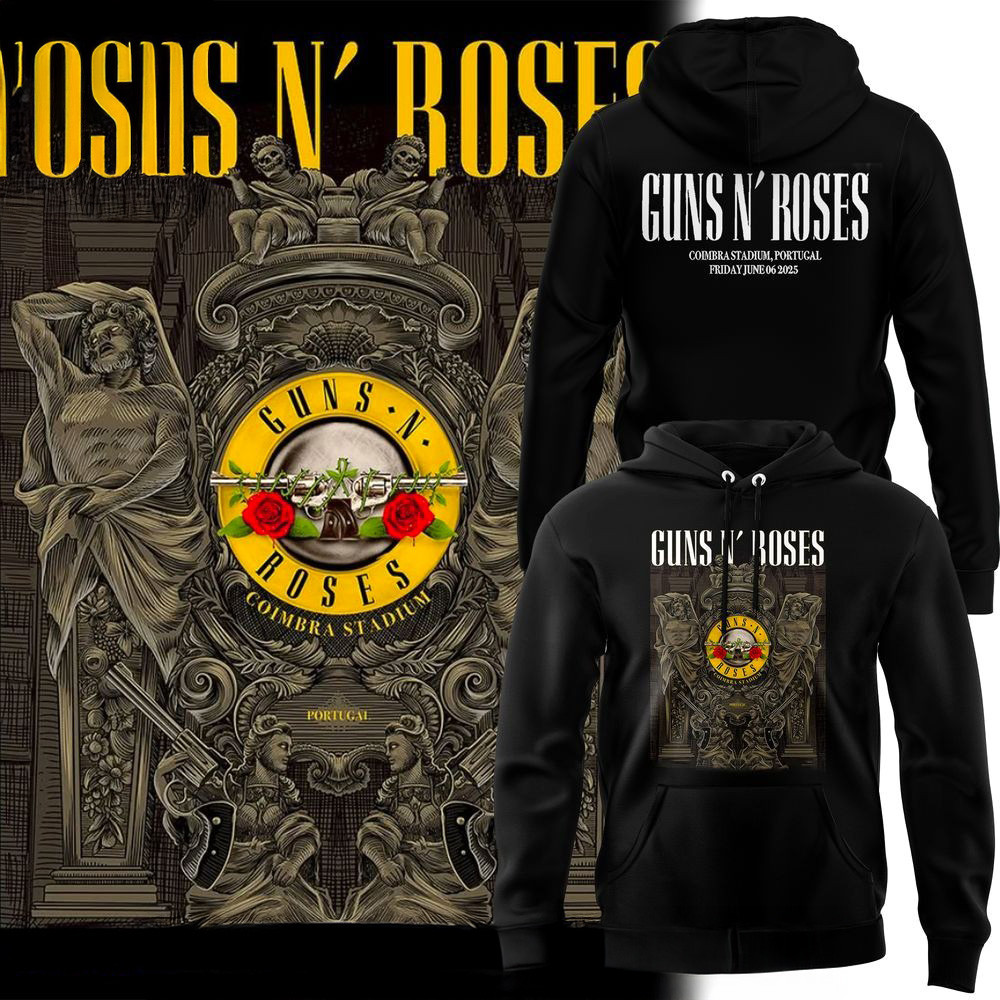Guns N Roses World Tour To Portugal 2025 Hoodie Guns N Roses Merch Gifts For Rock Band Fans-1