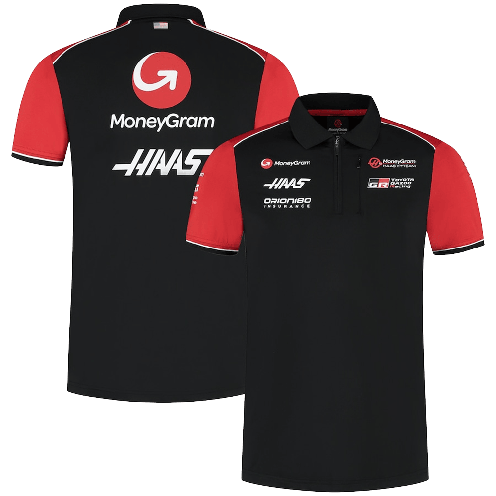 Haas F1 Merch Haas Racing F1 Team Zip Polo Shirt Gifts For Father's Day From Wife-1