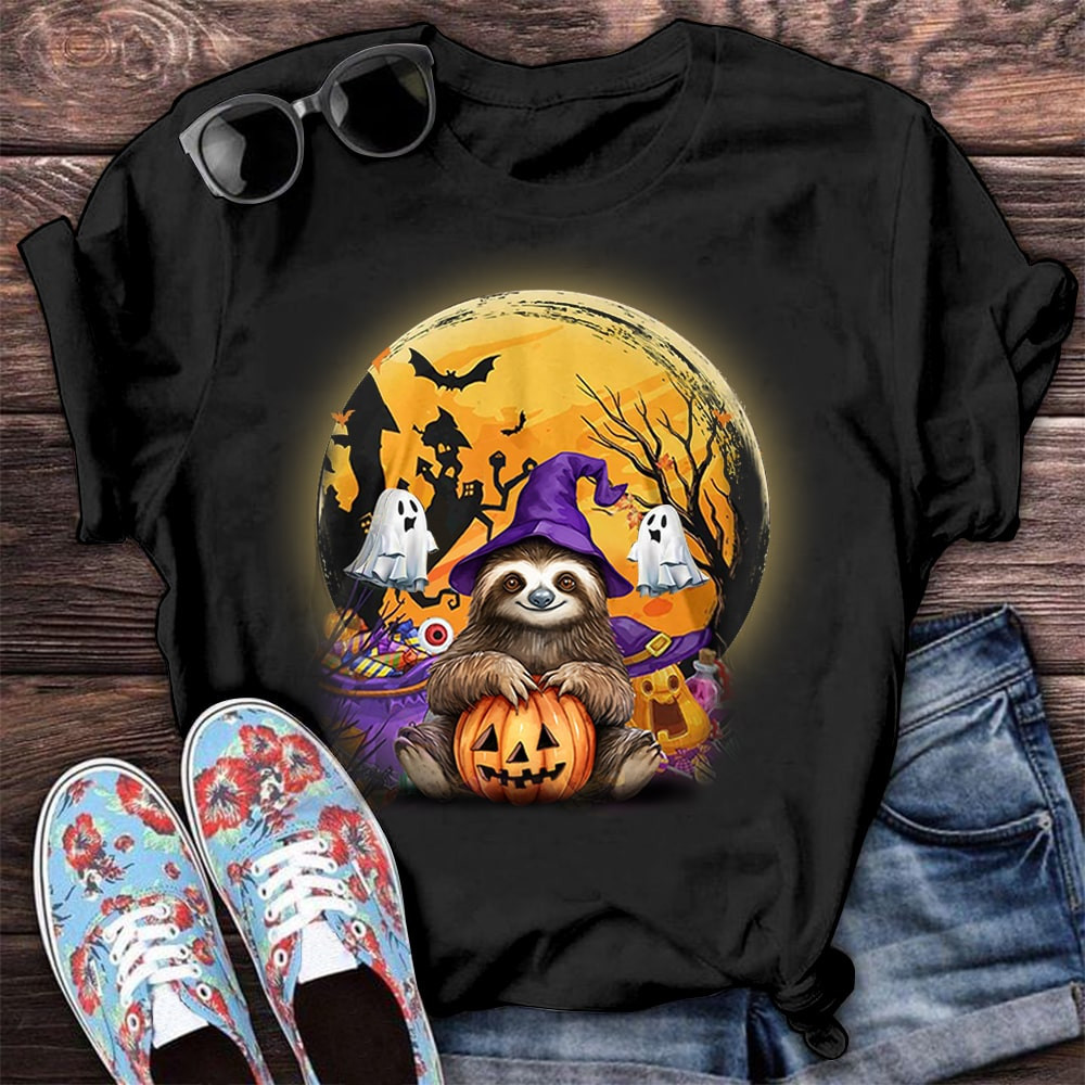 Halloween Sloth T-Shirt Snoopy Halloween Shirt Gifts For Sloth Lovers Men Women-1