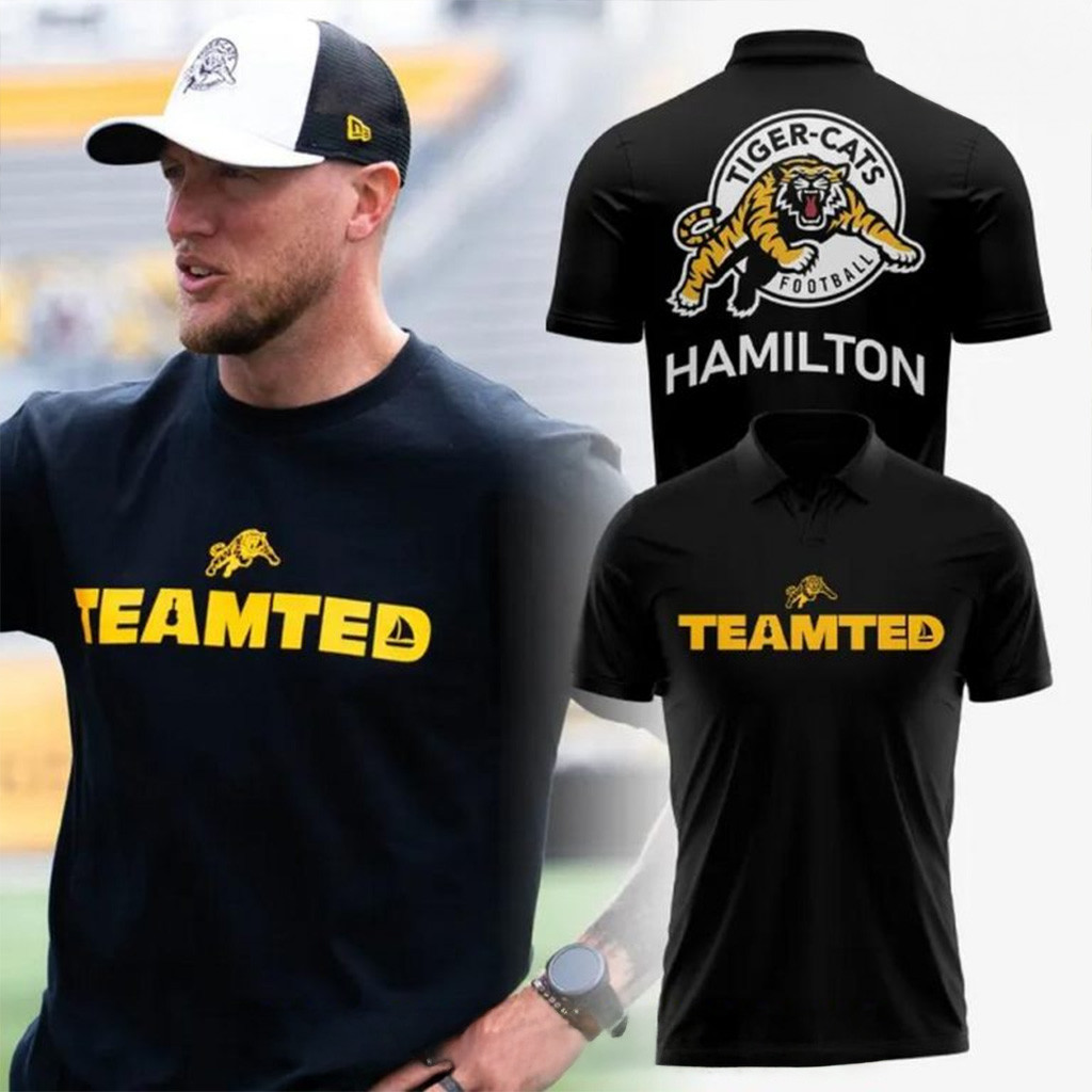 Hamilton Tiger-Cats x Team Ted Special 2025 Polo Shirt Tiger-Cats Merch Father Gifts-1 Hamilton Tiger-Cats x Team Ted Special 2025 Polo Shirt Tiger-Cats Merch Father Gifts-1