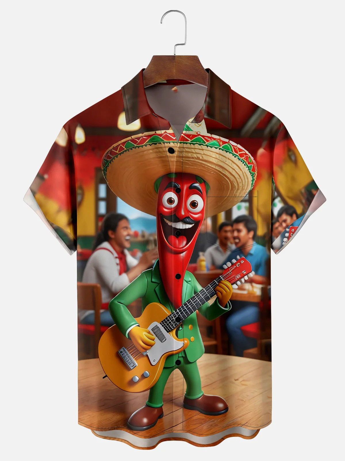 Happy Cinco de Mayo Art Chili Carnival Chest Pocket Casual Shirt-1