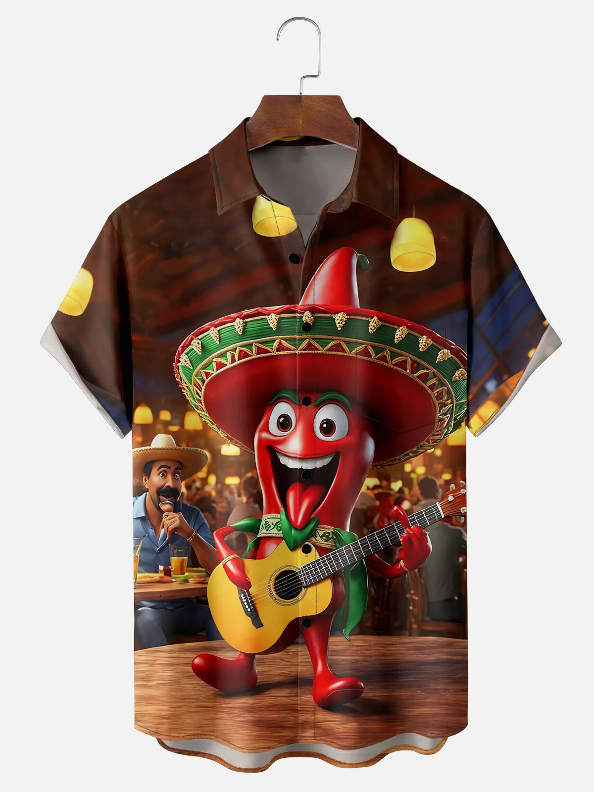 Happy Cinco de Mayo Chili Peppers Guitarist Mexico Chest Pocket Casual Shirt-1 Happy Cinco de Mayo Chili Peppers Guitarist Mexico Chest Pocket Casual Shirt-1
