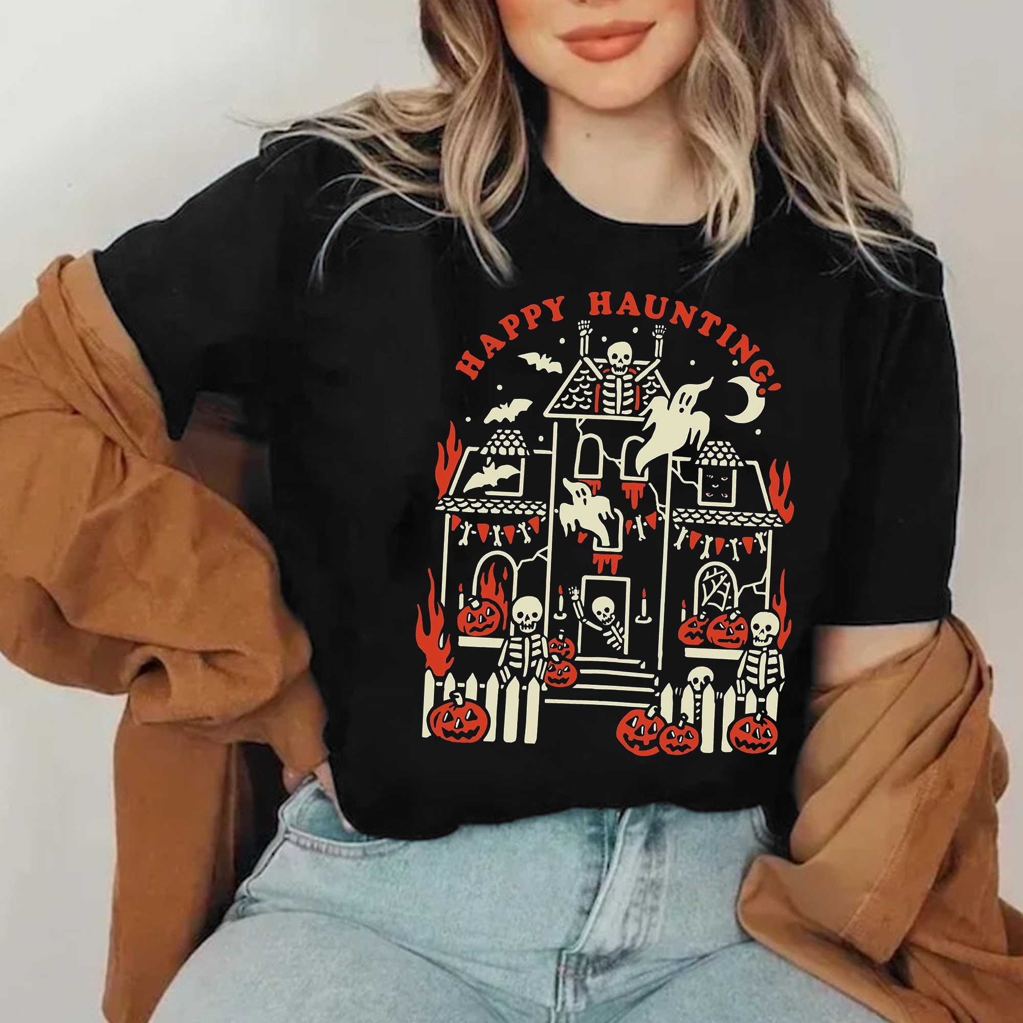 Happy Haunting T-Shirt Horror Themed Shirts Gift Ideas For Halloween-1