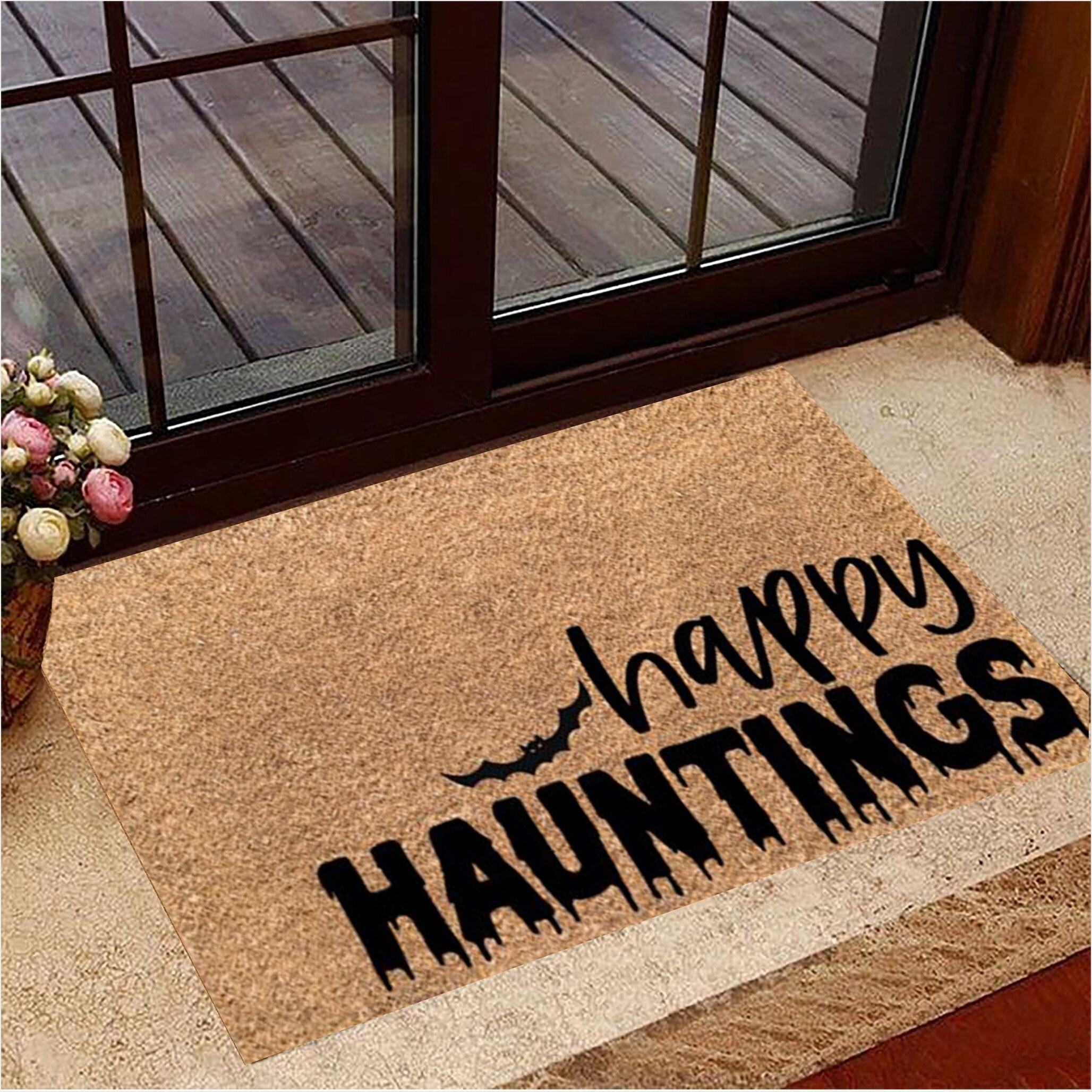 Happy Hauntings Halloween Doormat For Front Door Mat Halloween Decorations Indoor Gifts For BFF-1