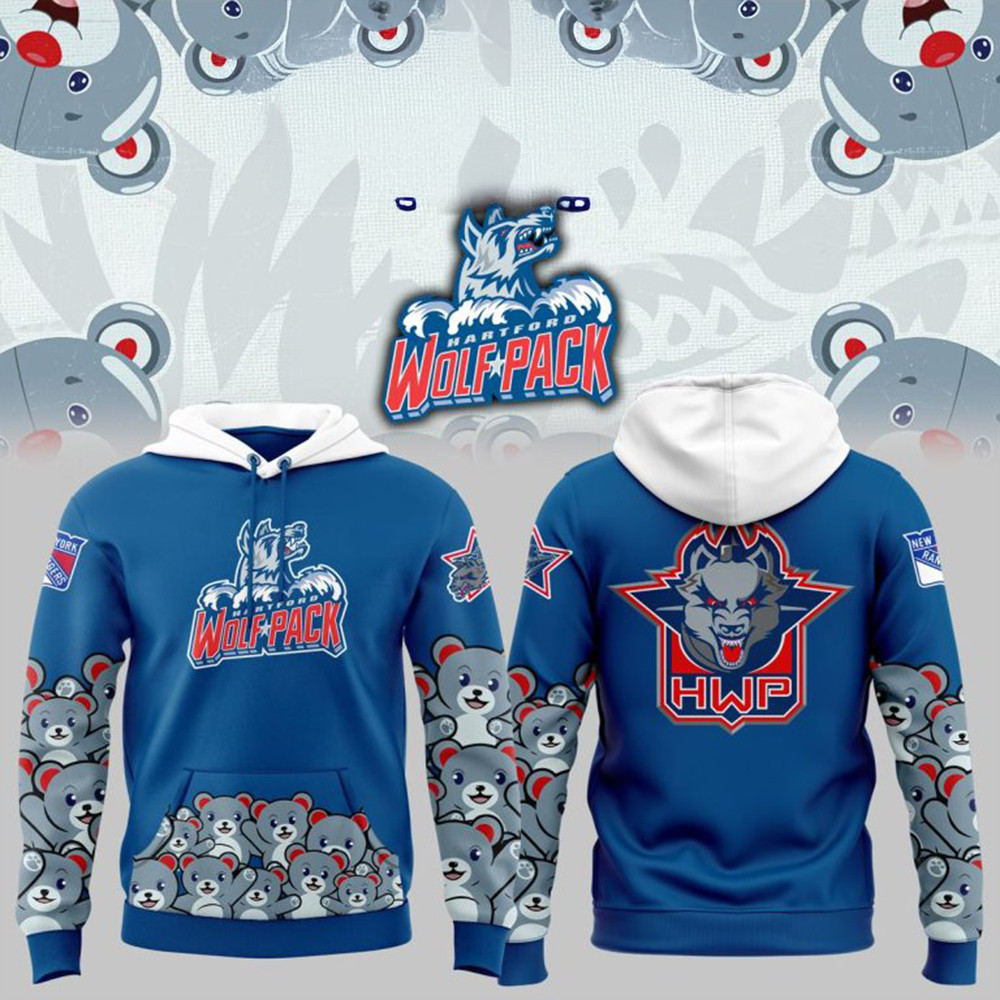 Hartford Wolf Pack Teddy Bear Toss Hoodie Best Gifts For Hockey Fans-1