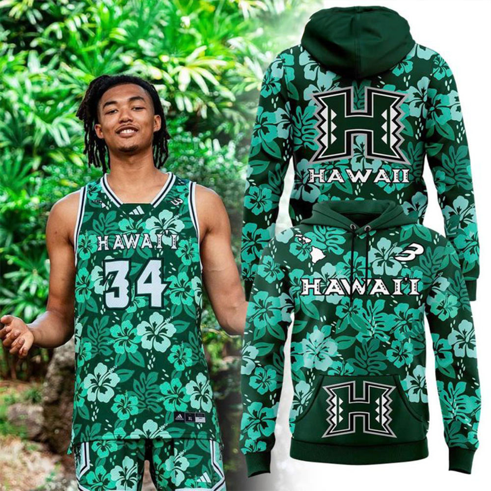 Hawaii Rainbow Warriors Hibiscus Flower Tropical Season 2024 Hoodie Unique Father's Day Gifts-1