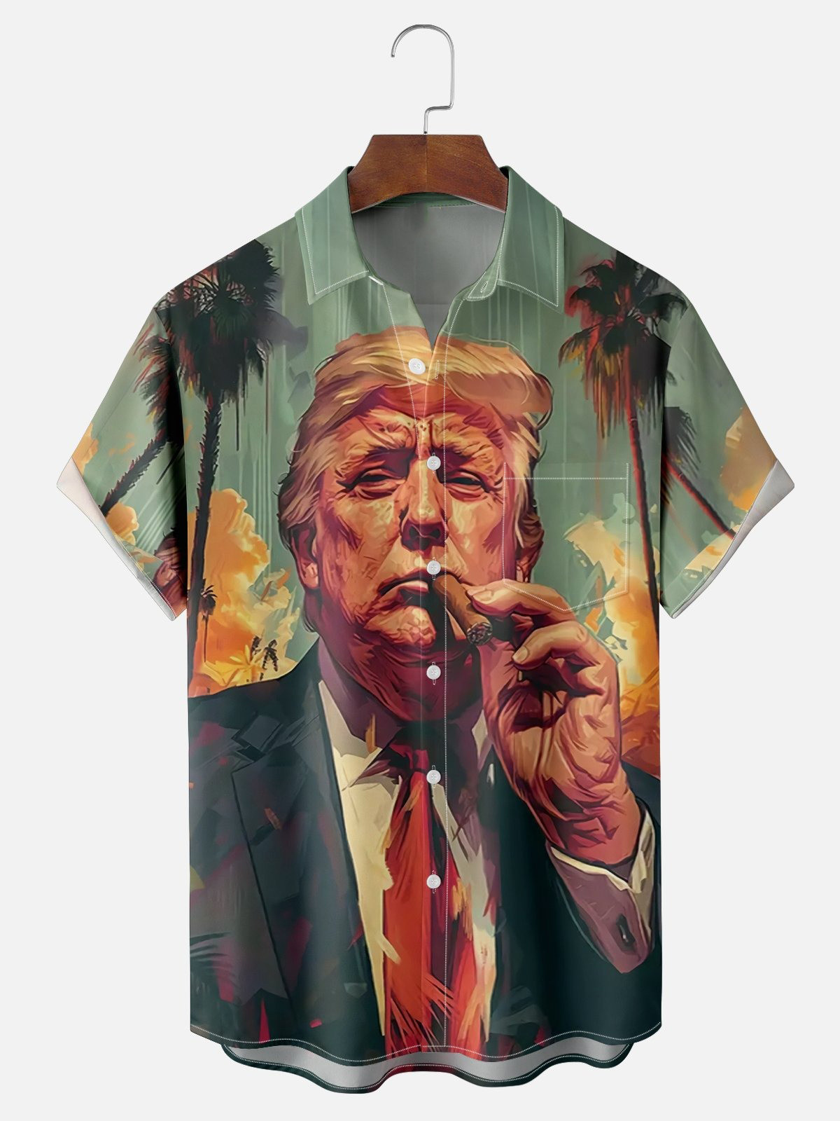 Hawaiian Trump Chest Pocket Hawaiian Shirt-1