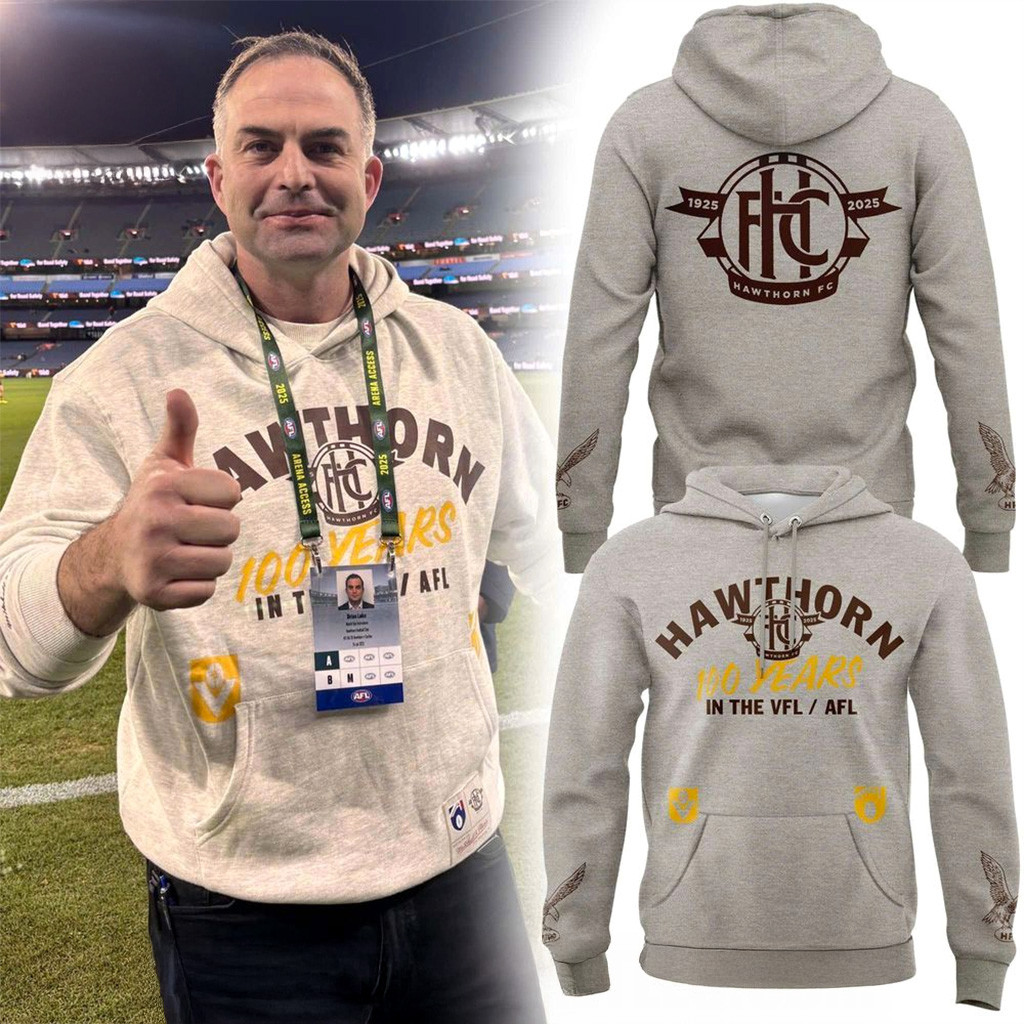 Hawthorn Football Club 100 Years Hoodie Fan Merch Gift Ideas For Football Lovers-1