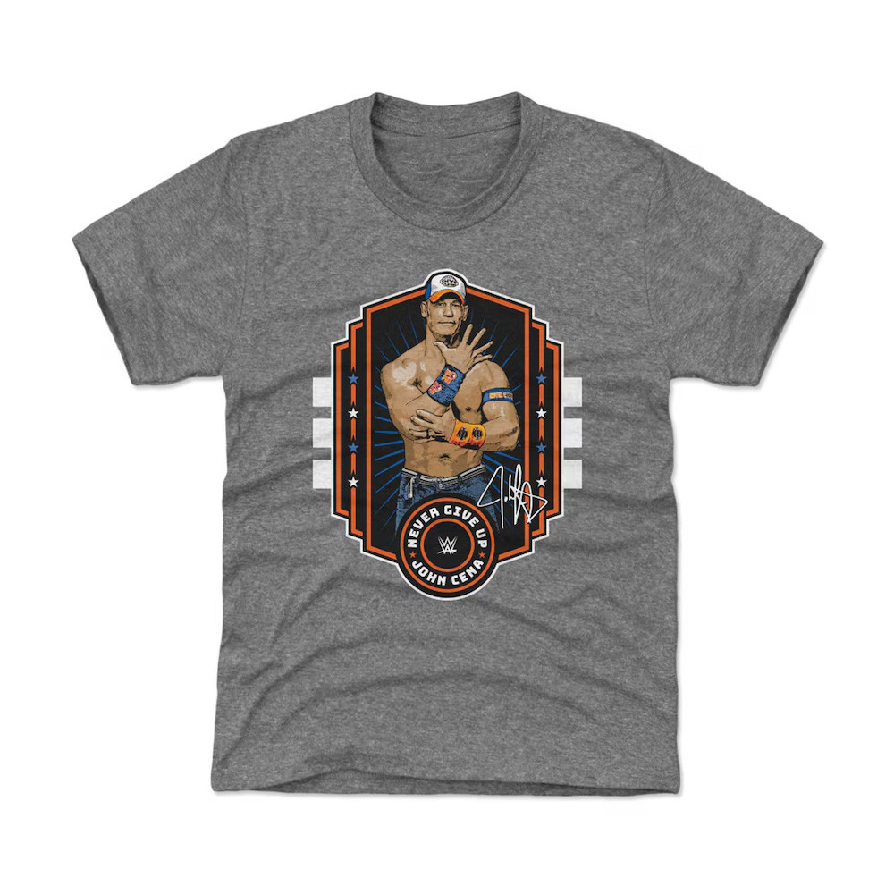 Heather Gray John Cena Never Give Up Emblem T-Shirt Special Gift For Father-1