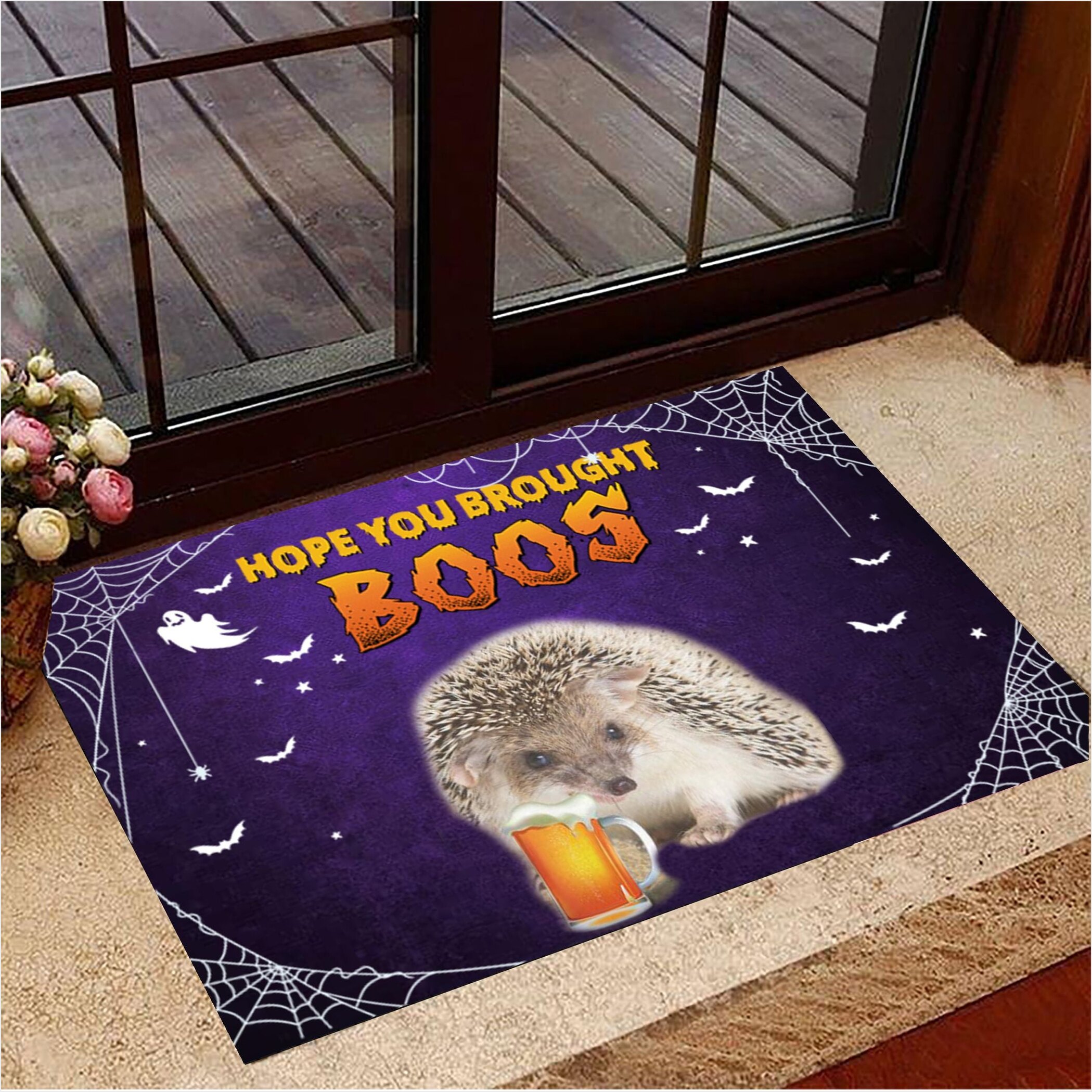 Hedgehog Hope You Brought Boos Doormat Cute Doormat Halloween Theme Decorations Gifts For BFF-1