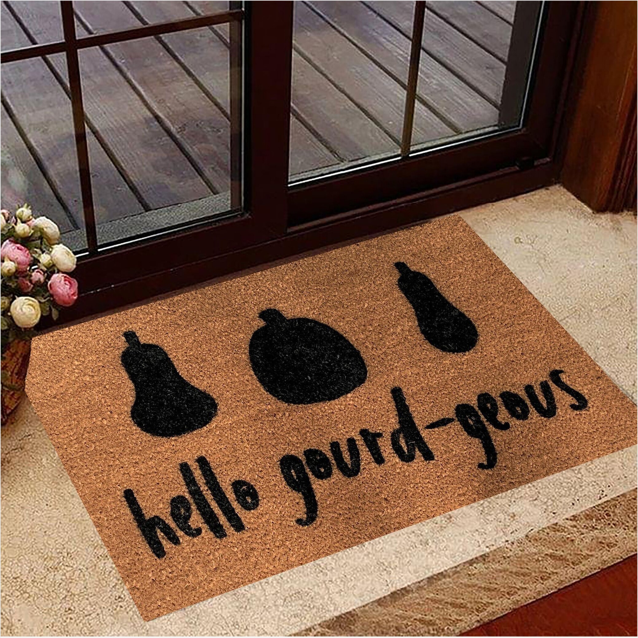 Hello Gourd Geous Doormat Pumpkin Autumn Doormat Funny Housewarming Gift Gifts For Besties-1