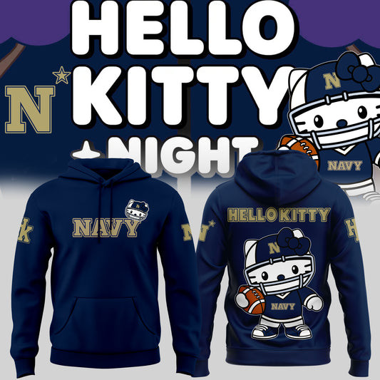 Hello Kitty x Navy Midshipmen Hoodie Presents For Football Fans-1